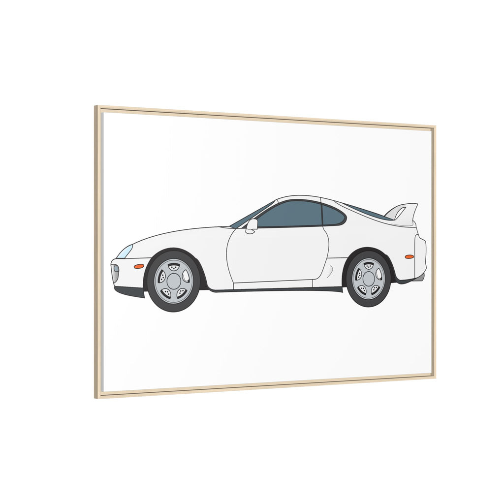 Toyota Supra MK4 Super White ll Art Print — Framed Matte Canvas Wall Decor