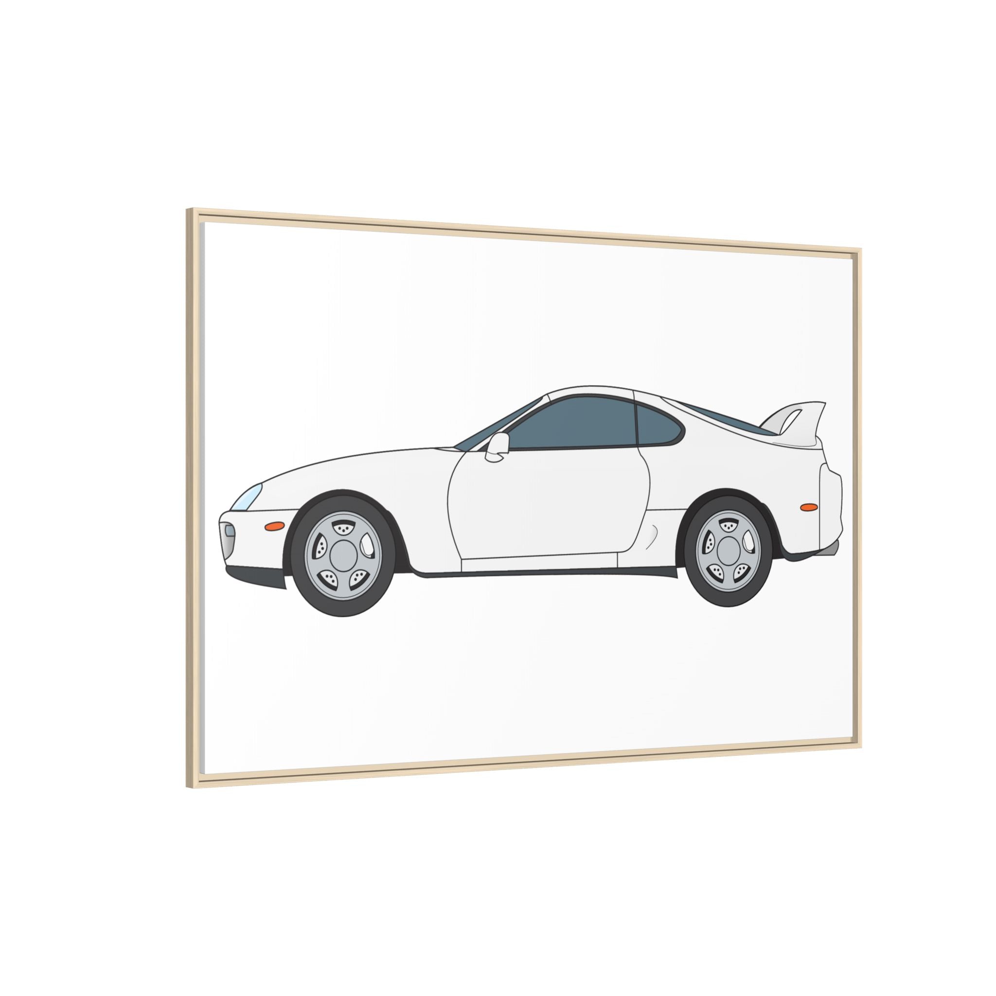 Toyota Supra MK4 Super White ll Art Print — Framed Matte Canvas Wall Decor