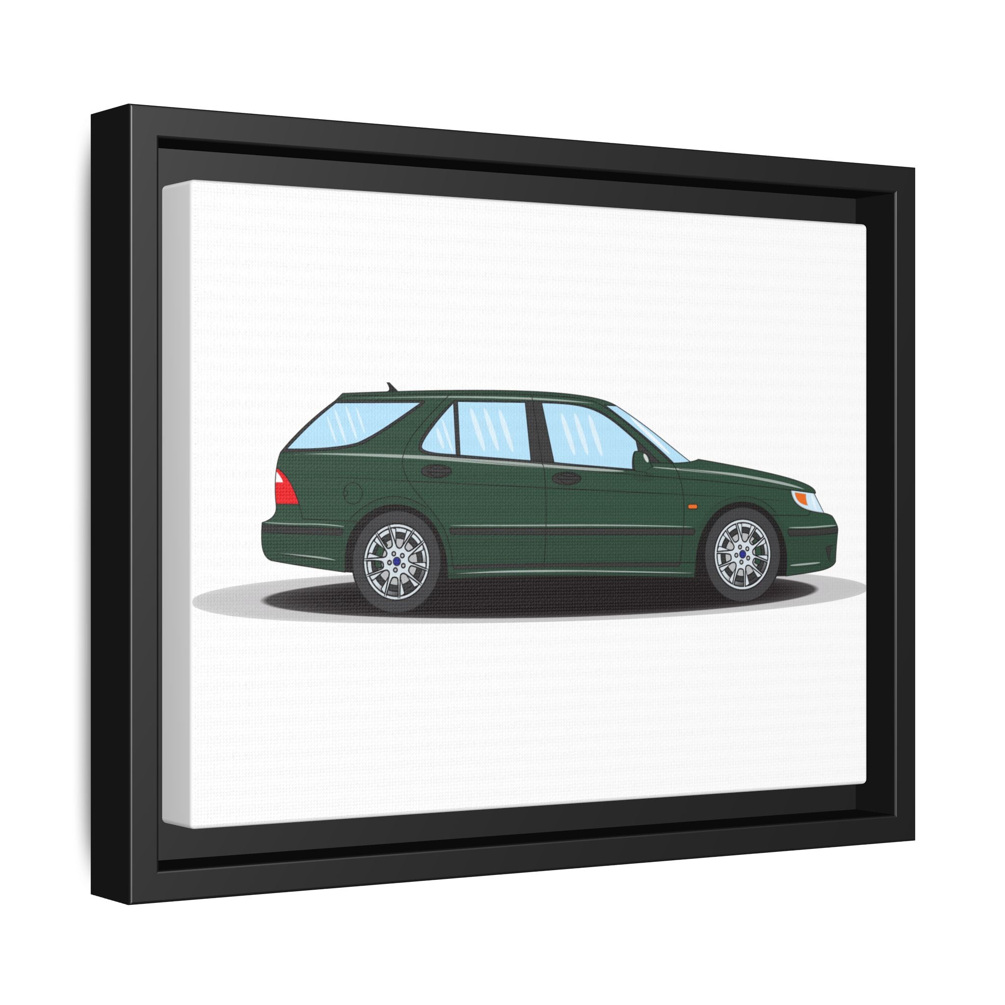 Saab 9-5 OG Aero Wagon Scarabe Green Art Print — Framed Matte Canvas Wall Decor