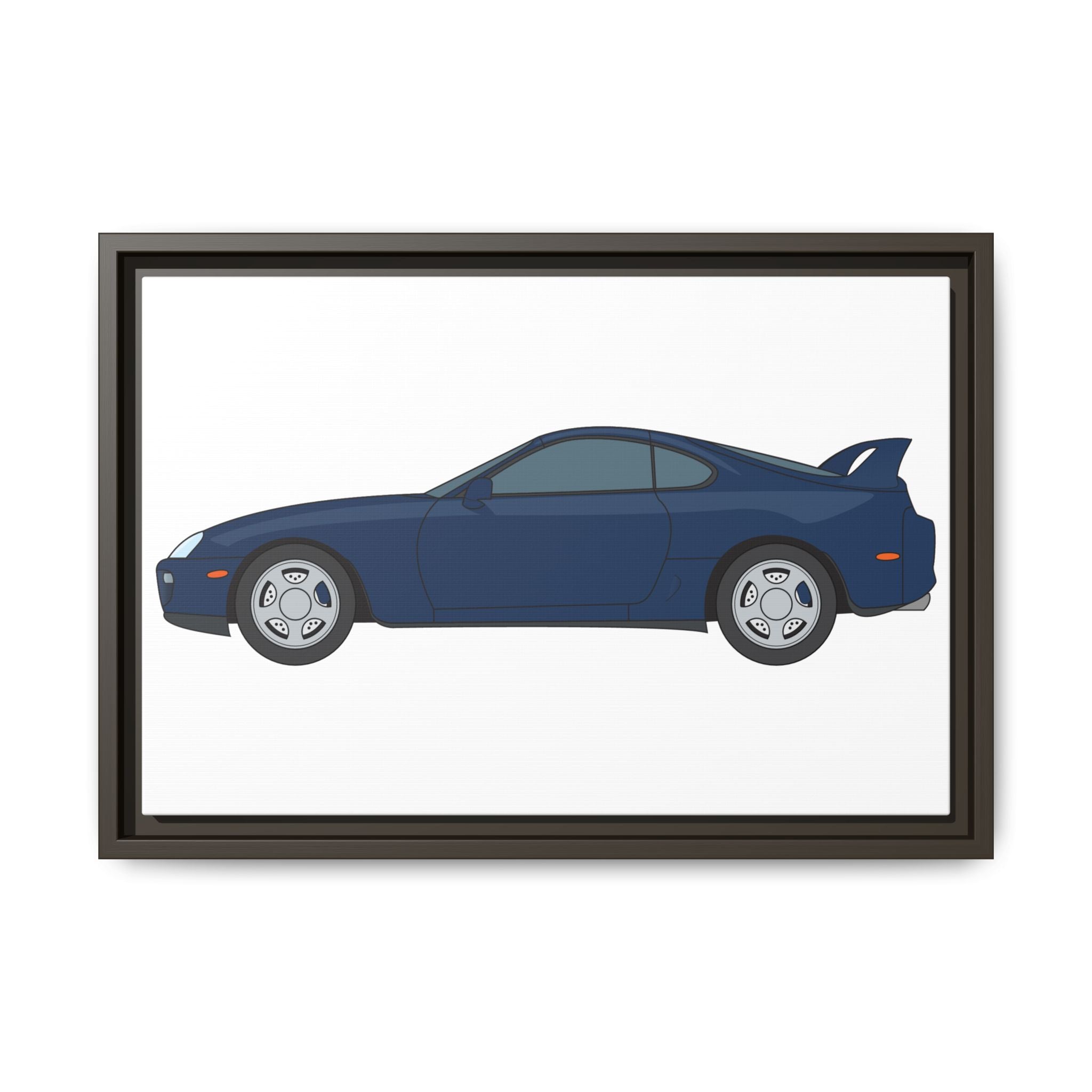 Toyota Supra MK4 Royal Sapphire Art Print — Framed Matte Canvas Wall Decor