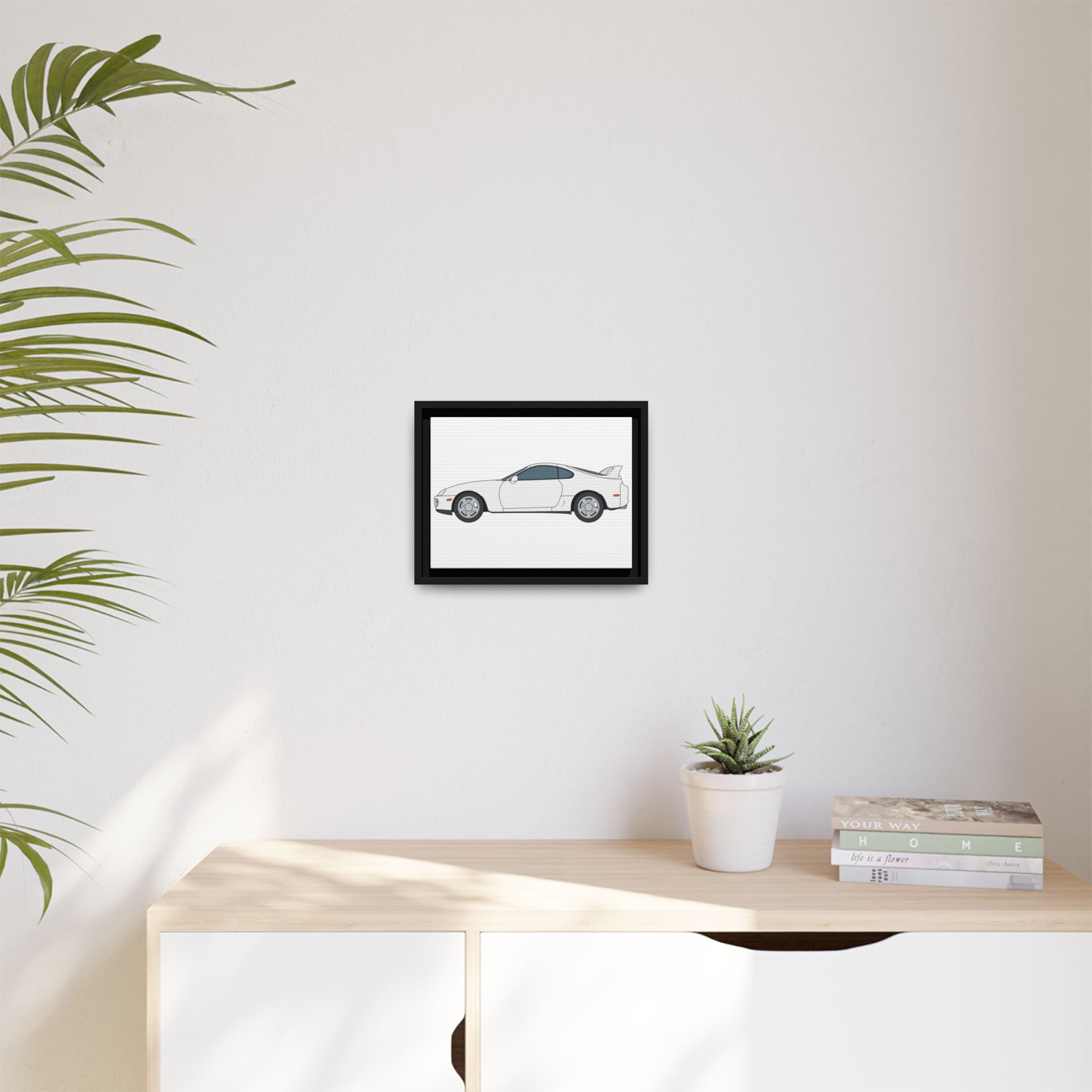 Toyota Supra MK4 Super White ll Art Print — Framed Matte Canvas Wall Decor
