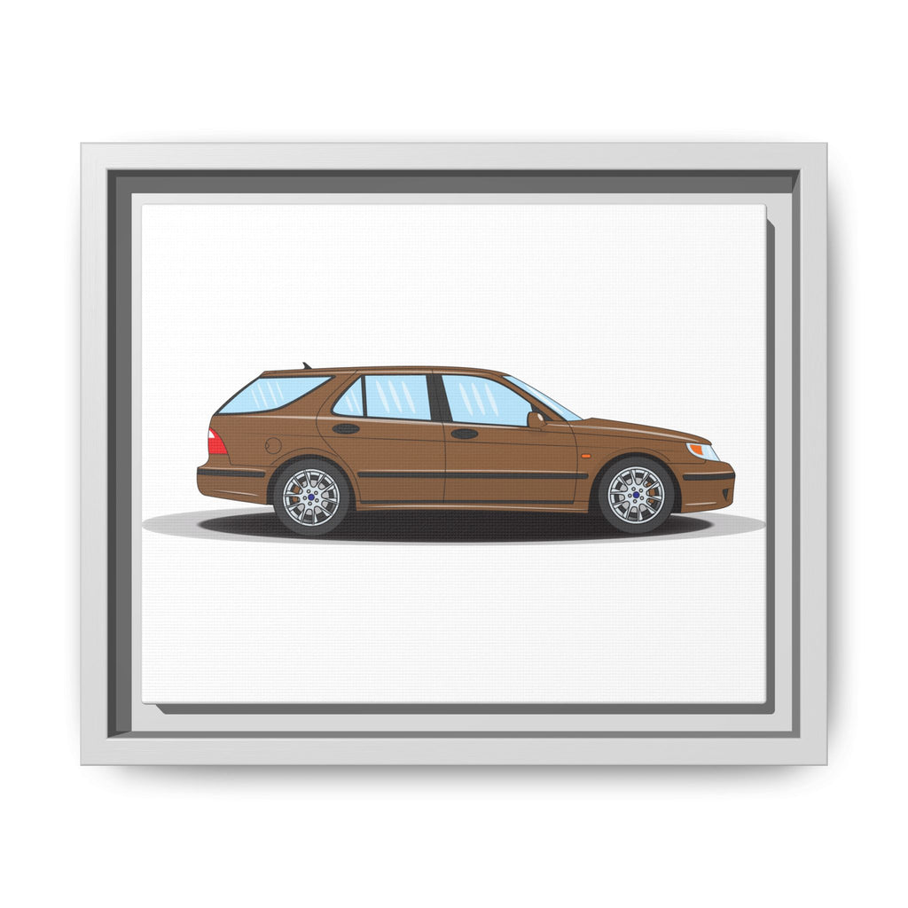 Saab 9-5 OG Aero Wagon Hazelnut Metallic Art Print — Framed Matte Canvas Wall Decor