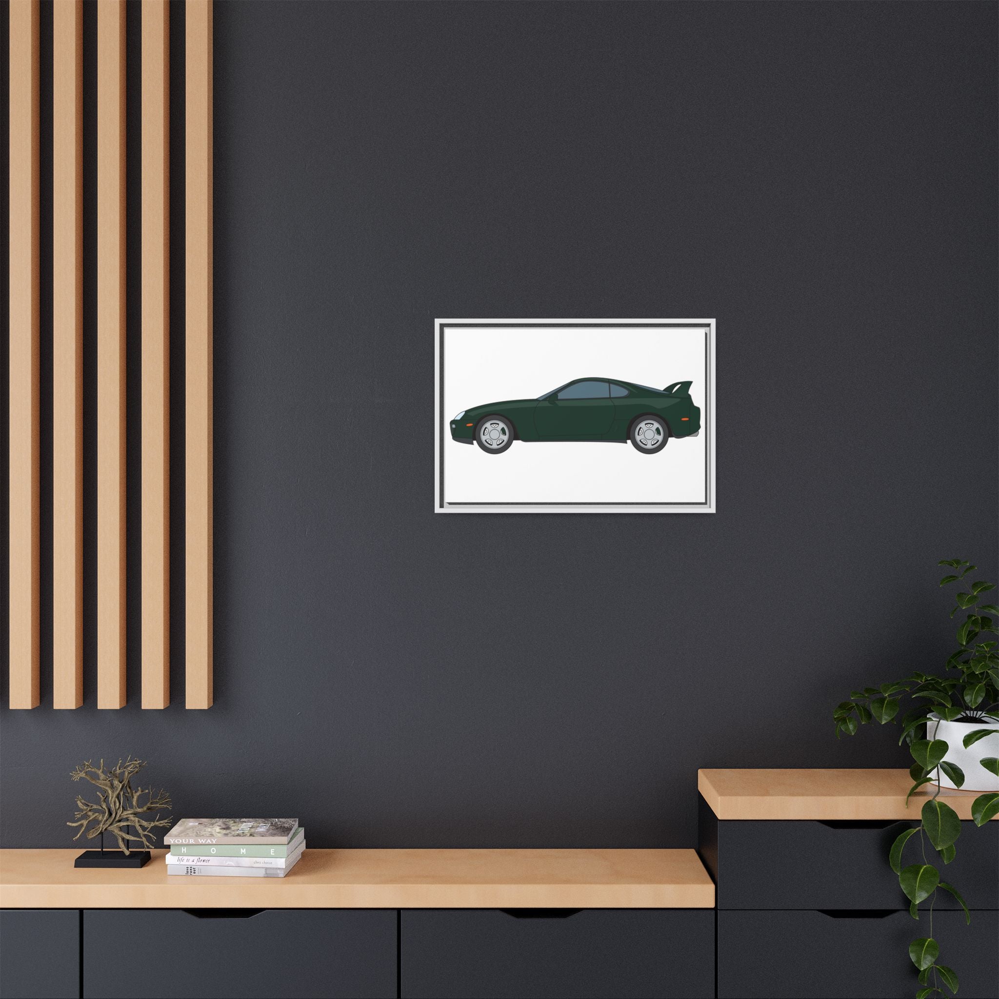 Toyota Supra MK4 Dark Green Mica Art Print — Framed Matte Canvas Wall Decor