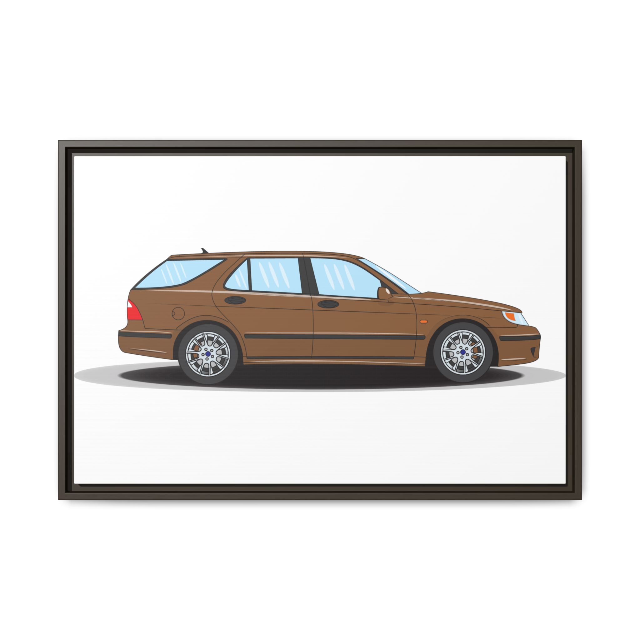 Saab 9-5 OG Aero Wagon Hazelnut Metallic Art Print — Framed Matte Canvas Wall Decor