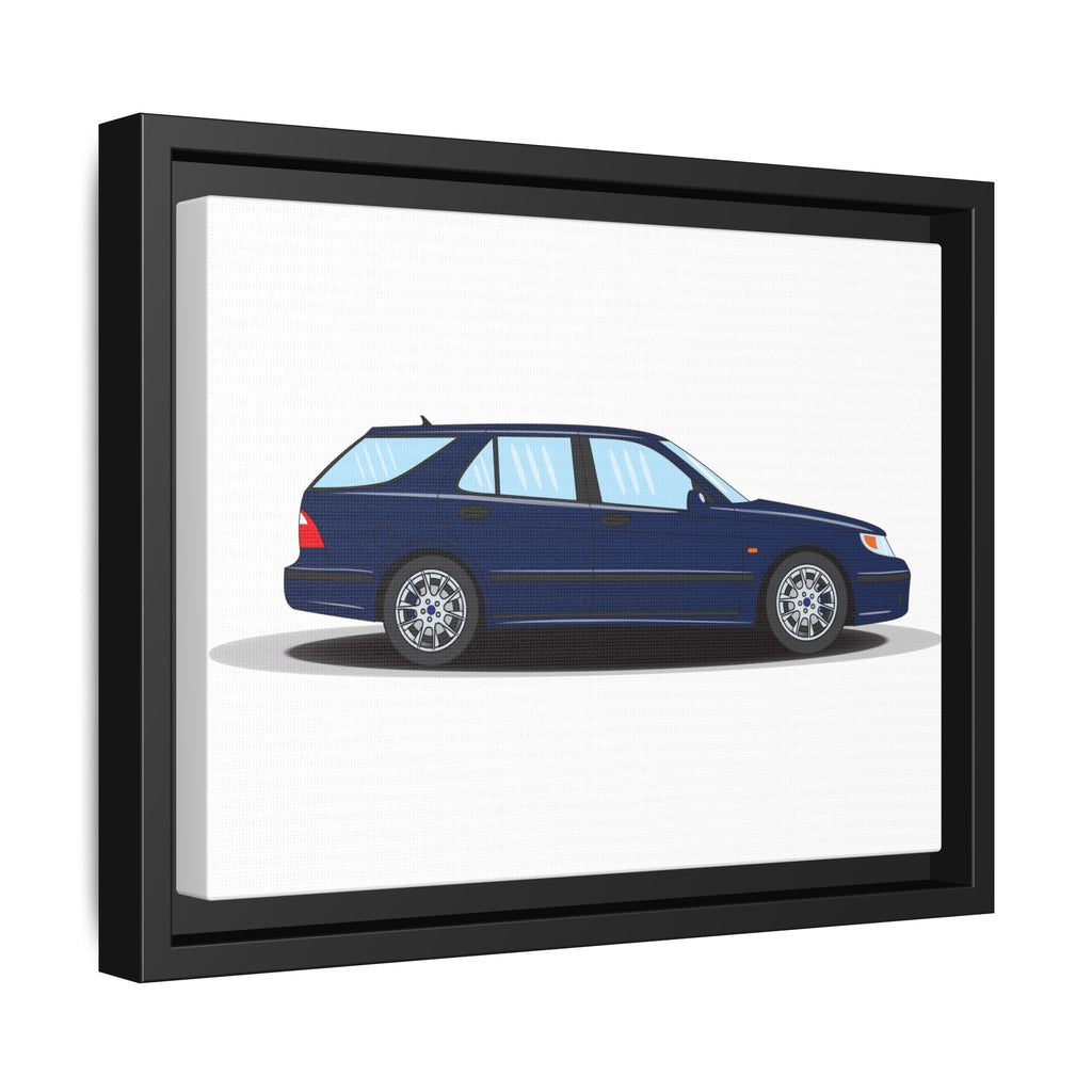Saab 9-5 OG Aero Wagon Midnight Blue Art Print — Framed Matte Canvas Wall Decor