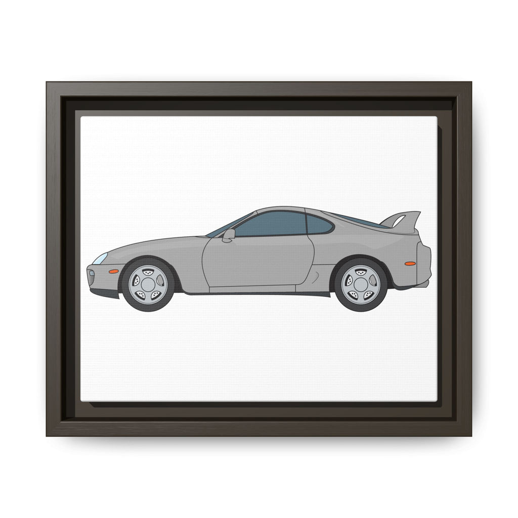 Toyota Supra MK4 Silver Metallic Art Print — Framed Matte Canvas Wall Decor
