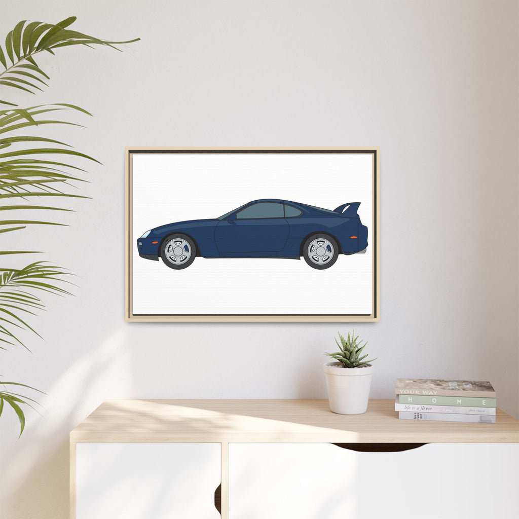 Toyota Supra MK4 Royal Sapphire Art Print — Framed Matte Canvas Wall Decor