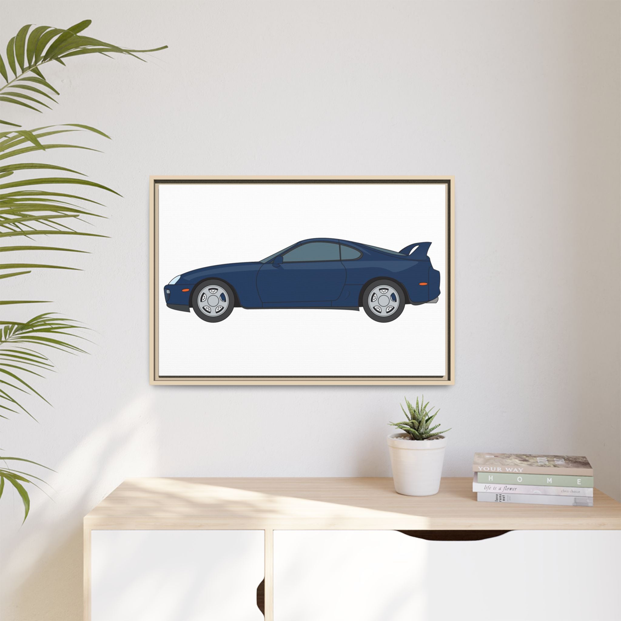 Toyota Supra MK4 Royal Sapphire Art Print — Framed Matte Canvas Wall Decor