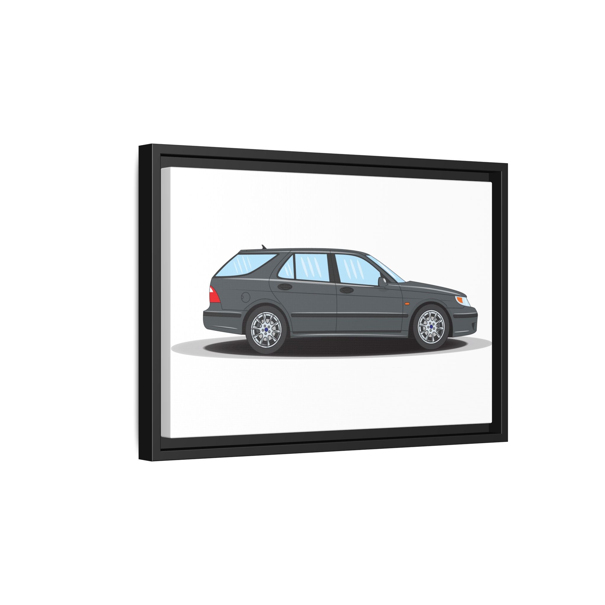 Saab 9-5 OG Aero Steel Grey Art Print — Framed Matte Canvas Wall Decor