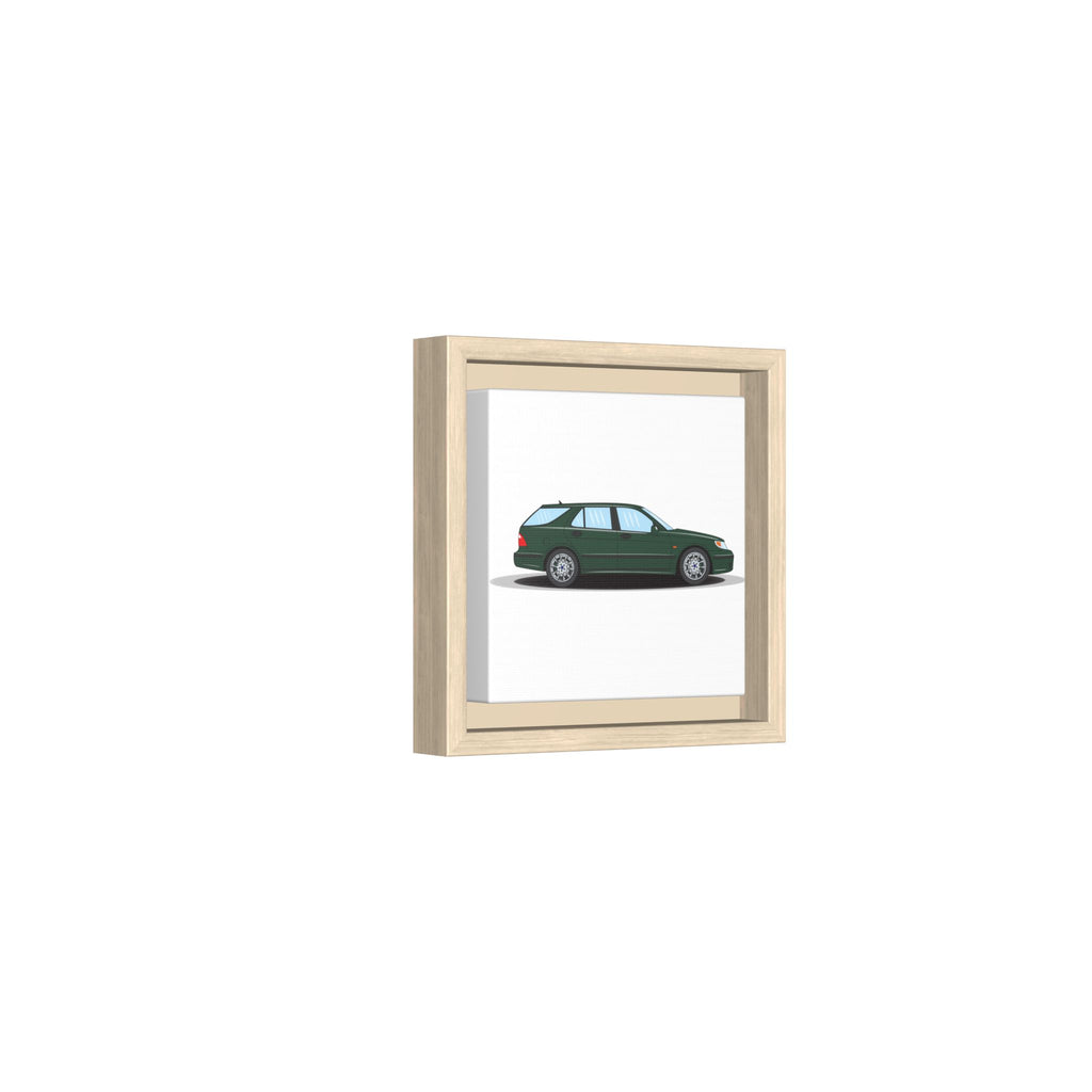 Saab 9-5 OG Aero Wagon Scarabe Green Art Print — Framed Matte Canvas Wall Decor
