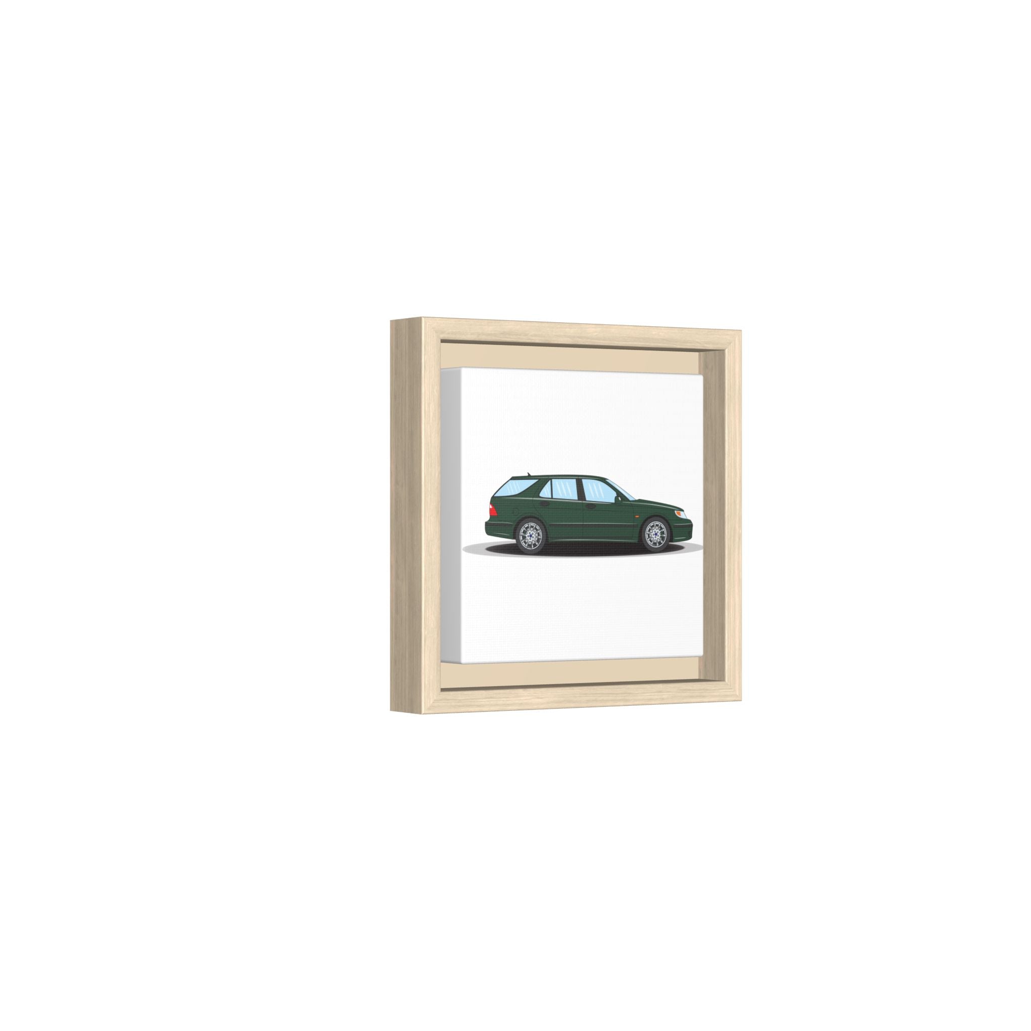 Saab 9-5 OG Aero Wagon Scarabe Green Art Print — Framed Matte Canvas Wall Decor