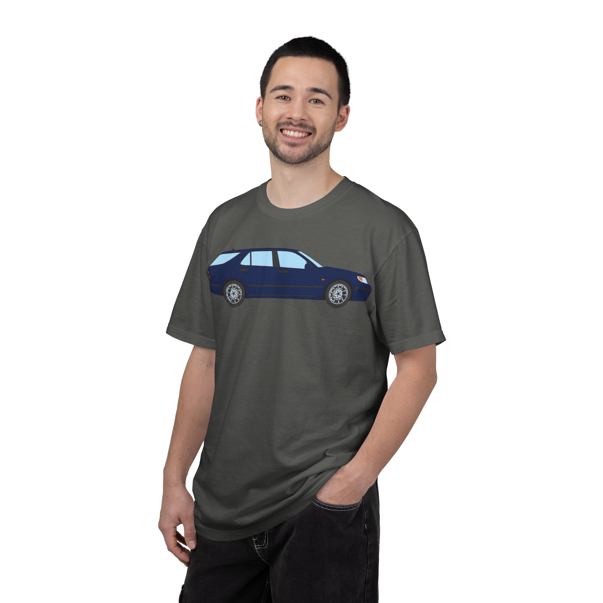 Saab 9-5 OG Aero Wagon Midnight Blue  — T-Shirt — Retro Car Graphic Tee