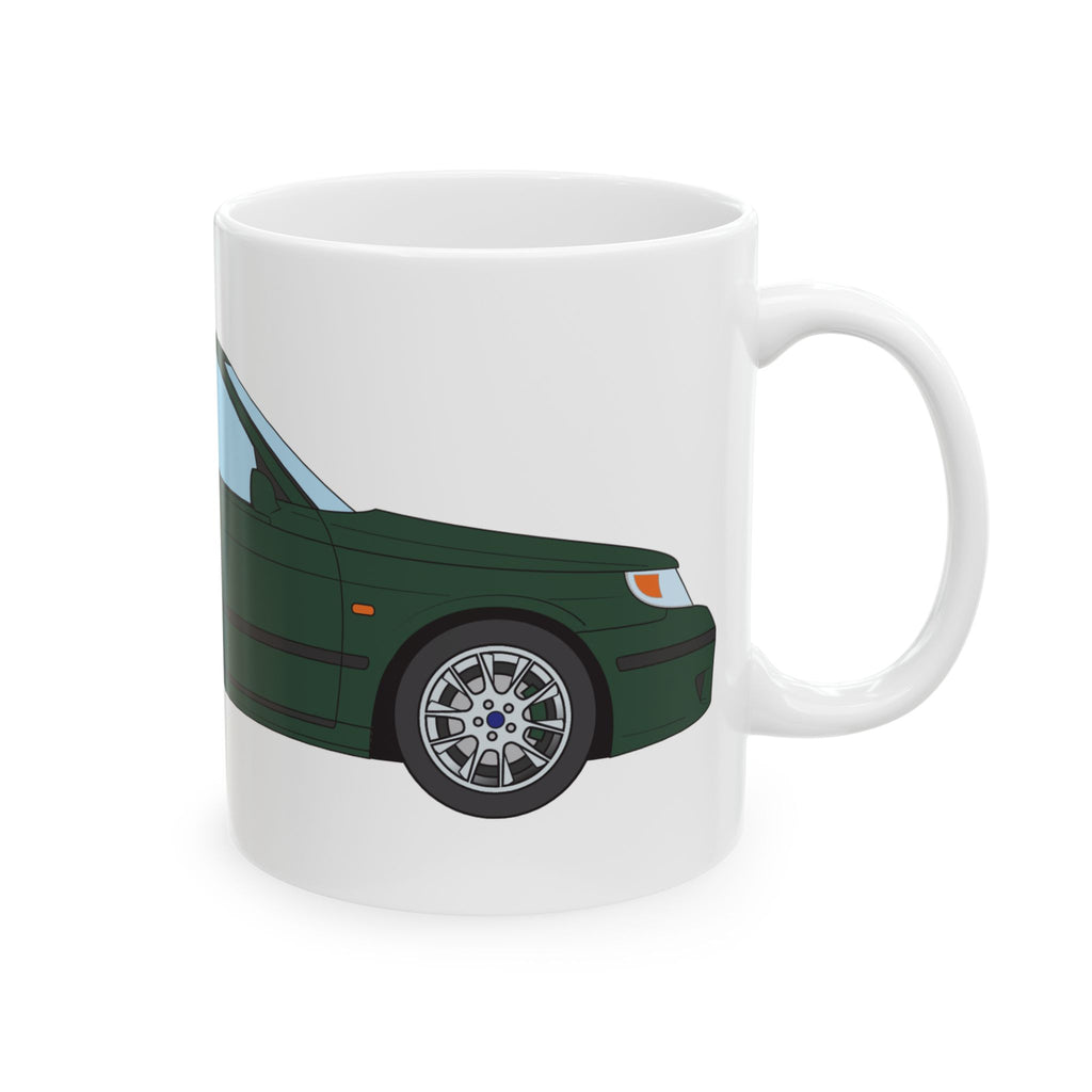 Saab 9-5 OG Aero Wagon Scarabe Green — Ceramic Mug — Coffee Cup (11oz & 15oz)