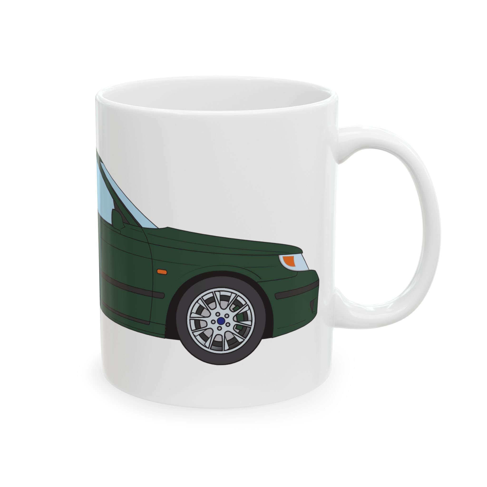 Saab 9-5 OG Aero Wagon Scarabe Green — Ceramic Mug — Coffee Cup (11oz & 15oz)