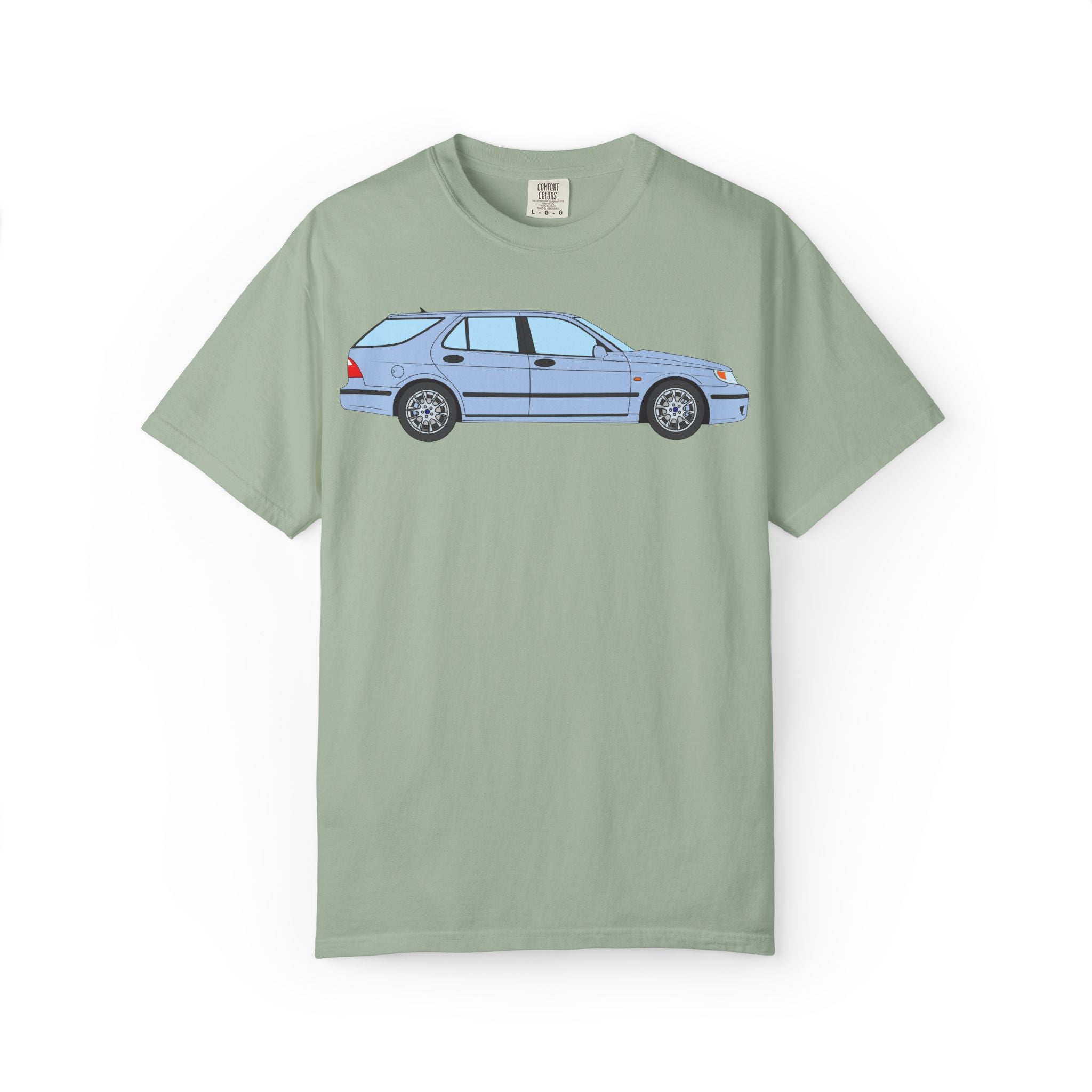 Saab 9-5 OG Aero Wagon Ice Blue  — T-Shirt — Retro Car Graphic Tee