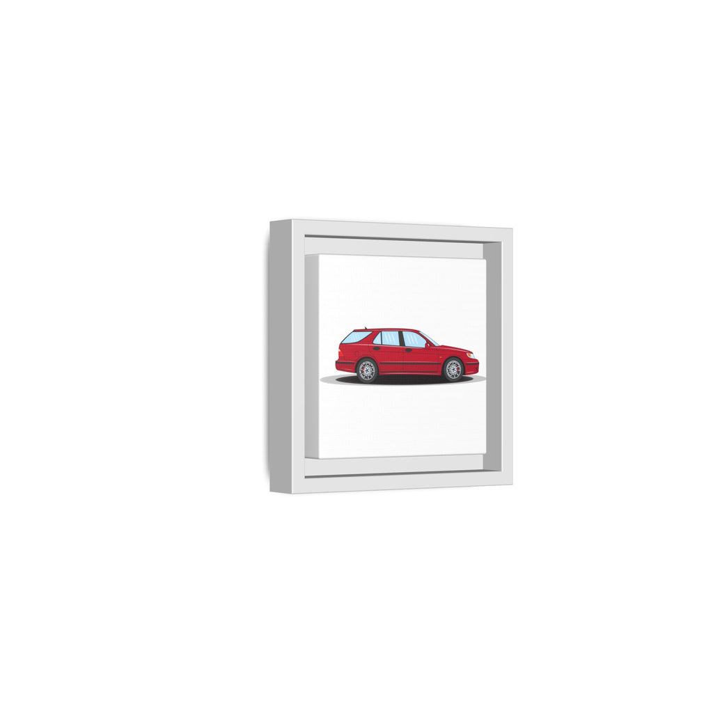 Saab 9-5 OG Aero Wagon Laser Red Art Print — Framed Matte Canvas Wall Decor