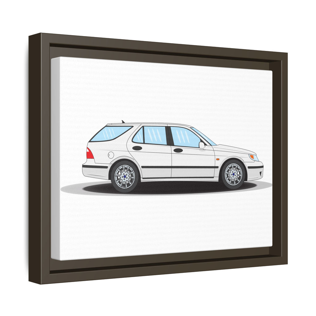 Saab 9-5 OG Aero Wagon Artic White Art Print — Framed Matte Canvas Wall Decor