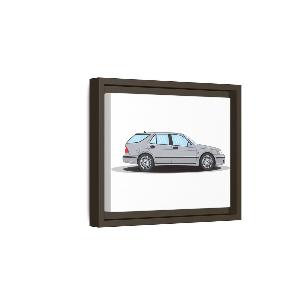 Saab 9-5 OG Aero Wagon Silver Metallic Art Print — Framed Matte Canvas Wall Decor