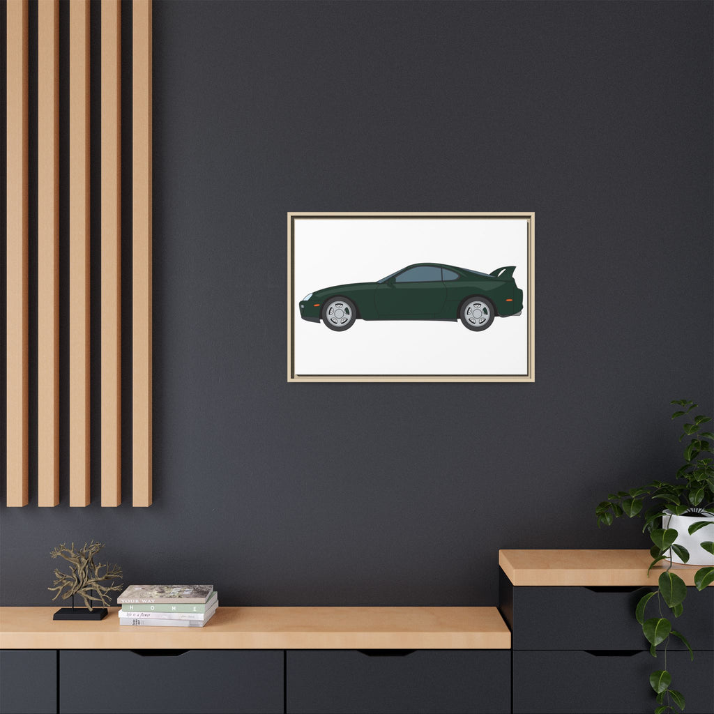 Toyota Supra MK4 Dark Green Mica Art Print — Framed Matte Canvas Wall Decor
