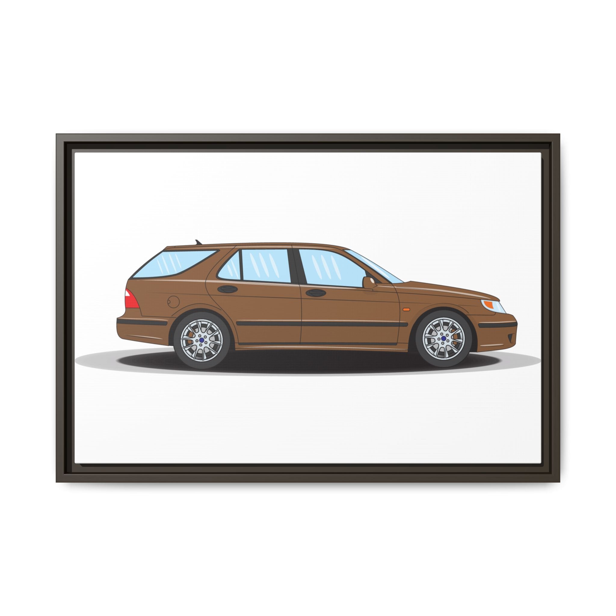 Saab 9-5 OG Aero Wagon Hazelnut Metallic Art Print — Framed Matte Canvas Wall Decor
