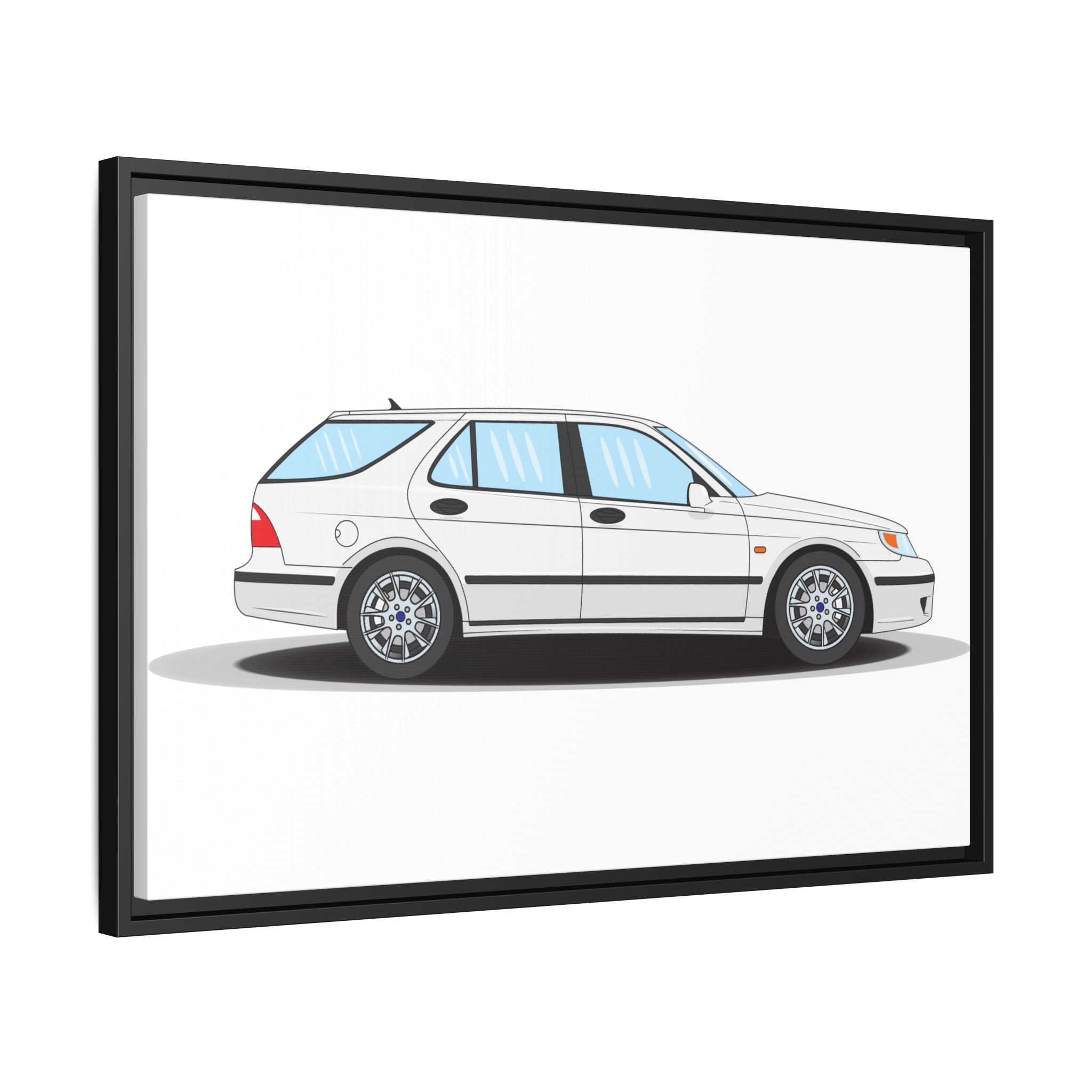 Saab 9-5 OG Aero Wagon Artic White Art Print — Framed Matte Canvas Wall Decor