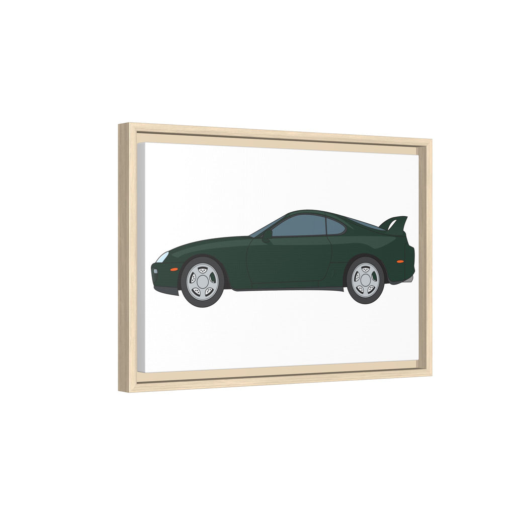 Toyota Supra MK4 Dark Green Mica Art Print — Framed Matte Canvas Wall Decor