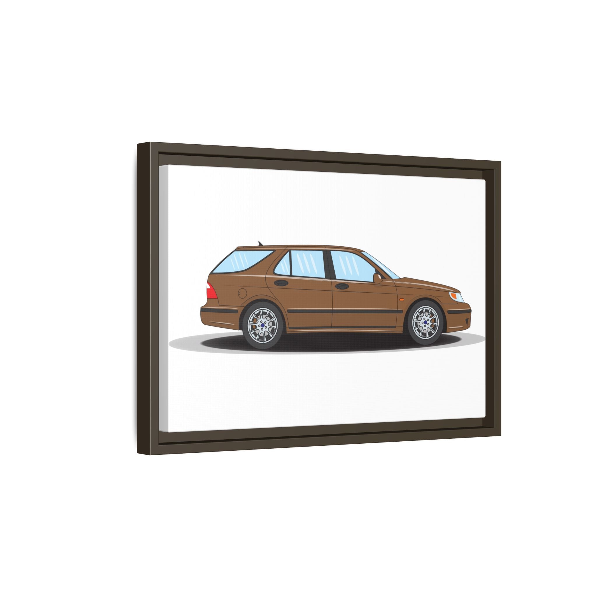 Saab 9-5 OG Aero Wagon Hazelnut Metallic Art Print — Framed Matte Canvas Wall Decor