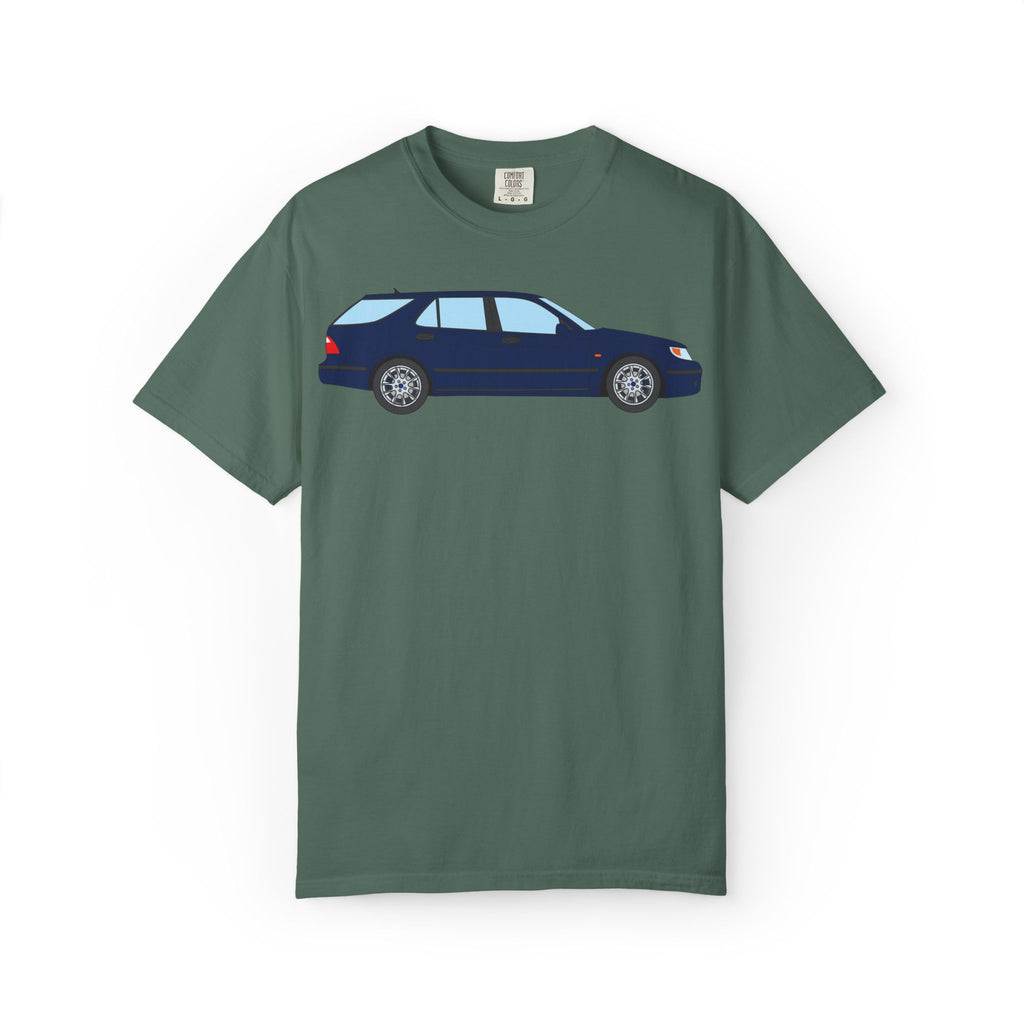 Saab 9-5 OG Aero Wagon Midnight Blue  — T-Shirt — Retro Car Graphic Tee