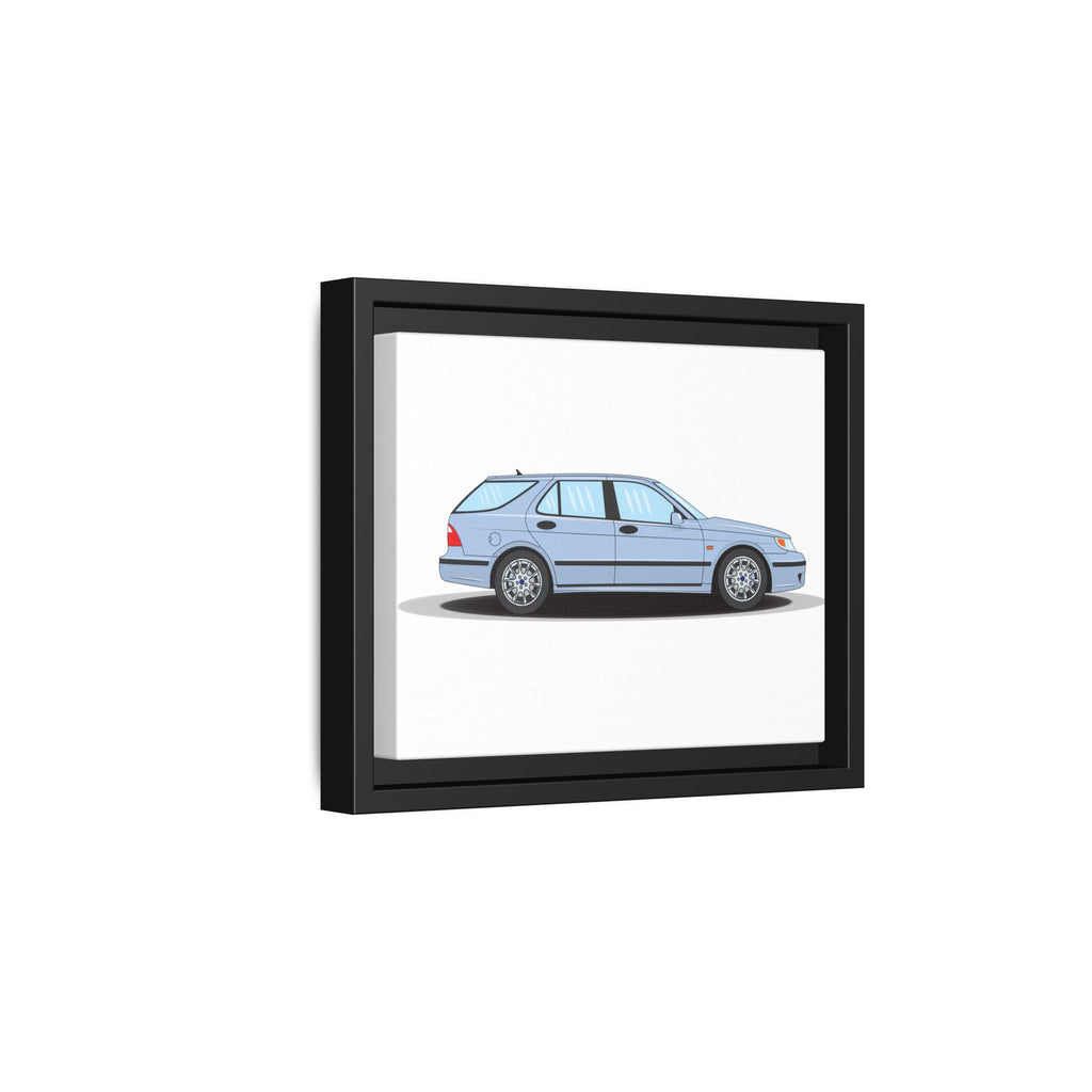 Saab 9-5 OG Aero Wagon Ice Blue Art Print — Framed Matte Canvas Wall Decor