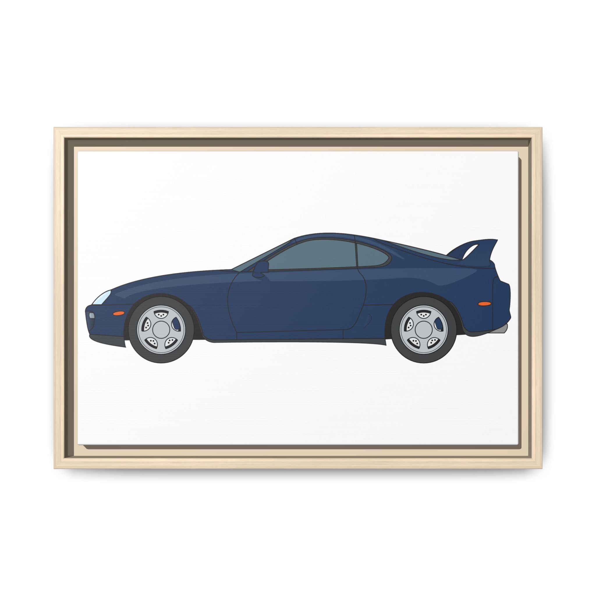 Toyota Supra MK4 Royal Sapphire Art Print — Framed Matte Canvas Wall Decor