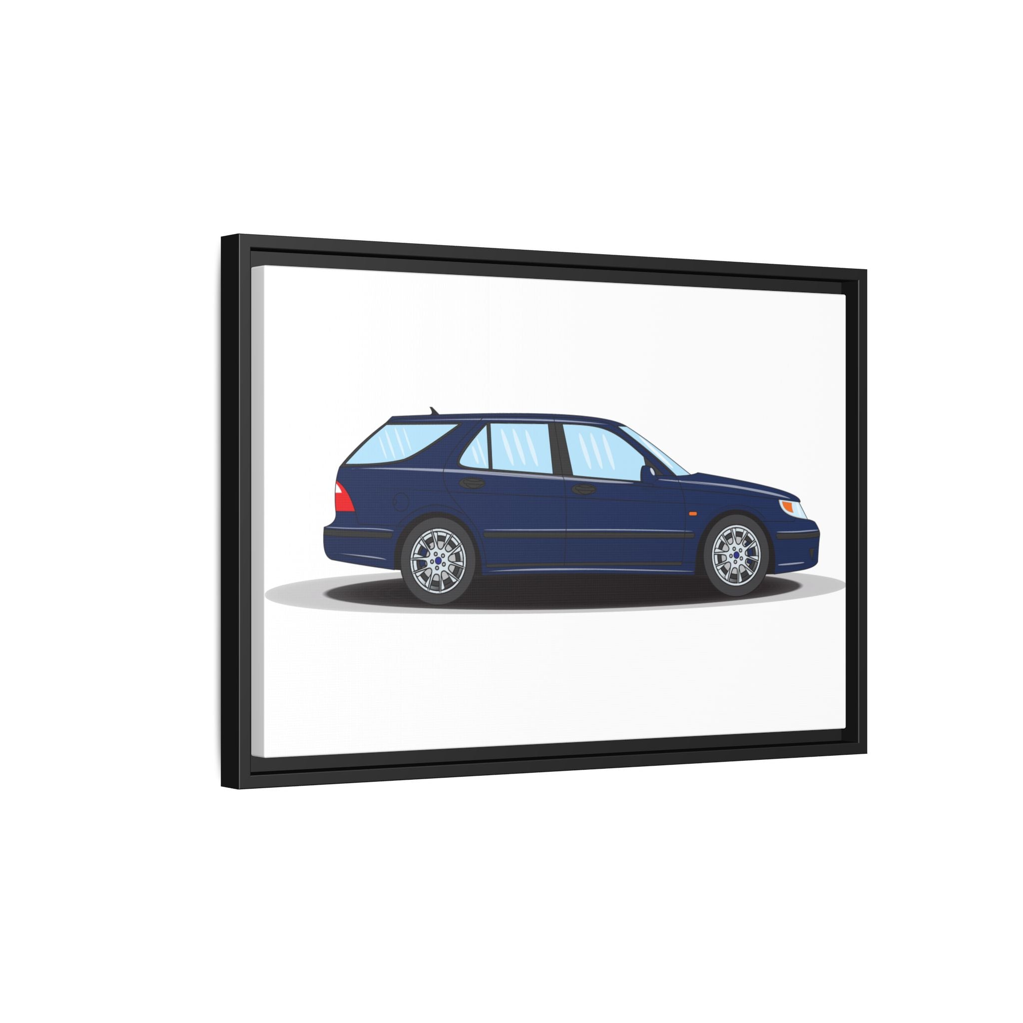 Saab 9-5 OG Aero Wagon Midnight Blue Art Print — Framed Matte Canvas Wall Decor