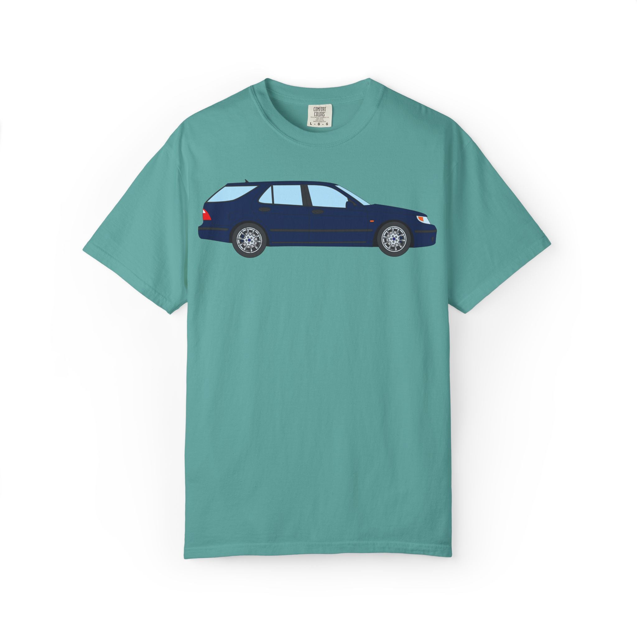 Saab 9-5 OG Aero Wagon Midnight Blue  — T-Shirt — Retro Car Graphic Tee