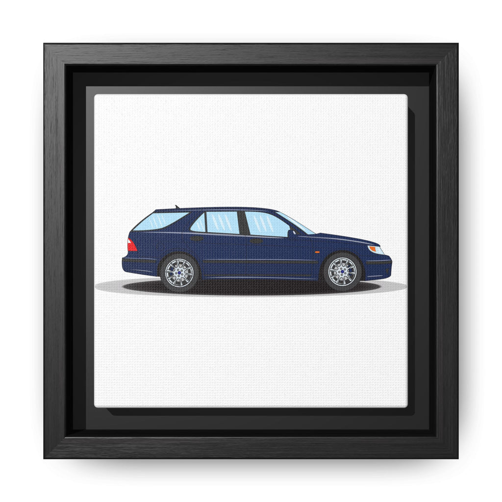 Saab 9-5 OG Aero Wagon Midnight Blue Art Print — Framed Matte Canvas Wall Decor