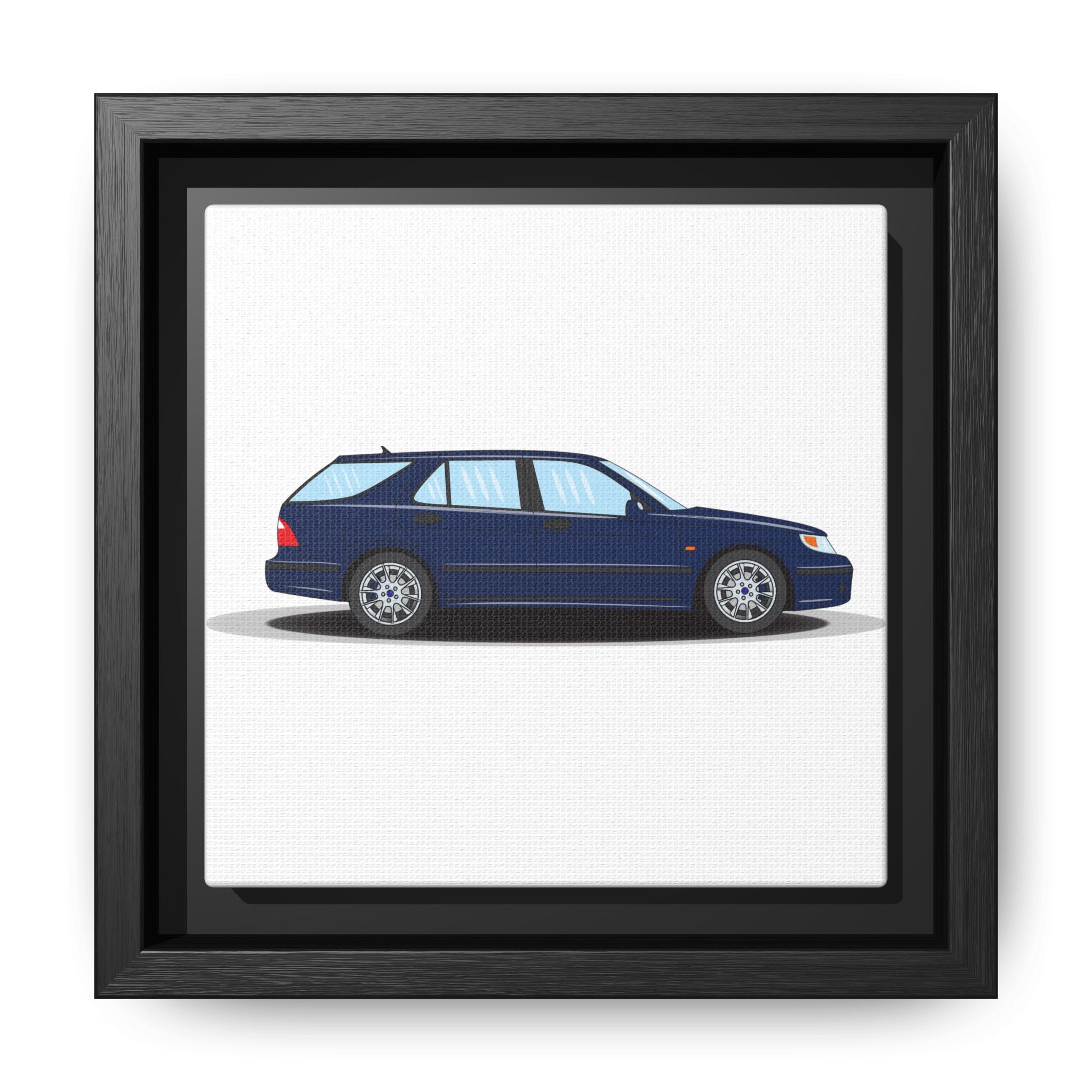 Saab 9-5 OG Aero Wagon Midnight Blue Art Print — Framed Matte Canvas Wall Decor