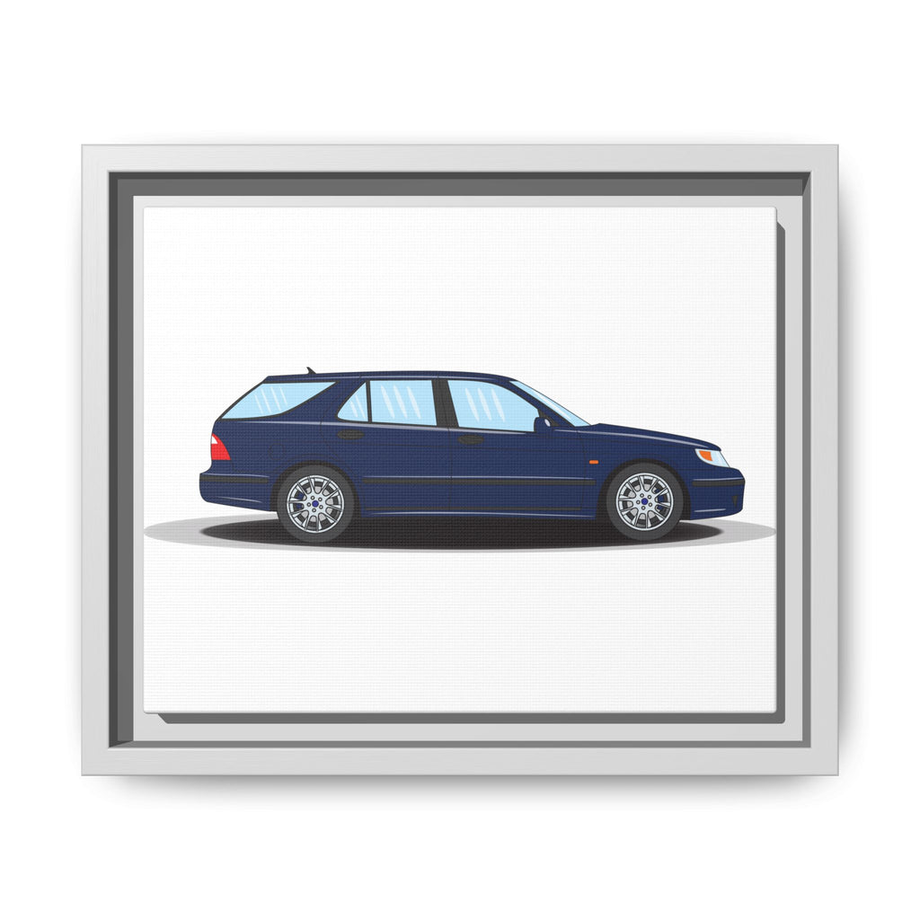 Saab 9-5 OG Aero Wagon Midnight Blue Art Print — Framed Matte Canvas Wall Decor