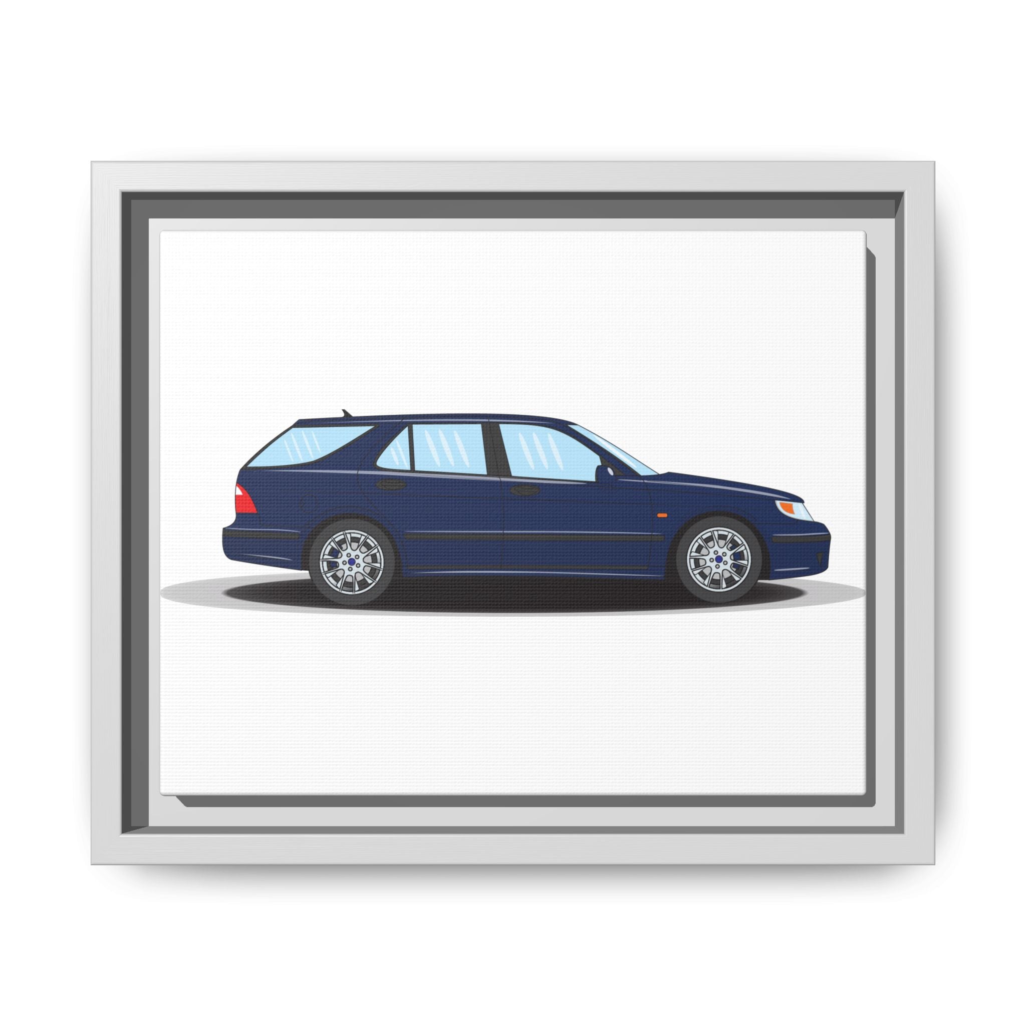 Saab 9-5 OG Aero Wagon Midnight Blue Art Print — Framed Matte Canvas Wall Decor
