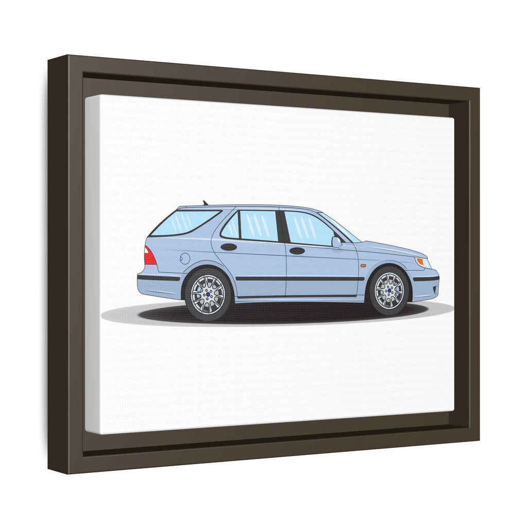 Saab 9-5 OG Aero Wagon Ice Blue Art Print — Framed Matte Canvas Wall Decor