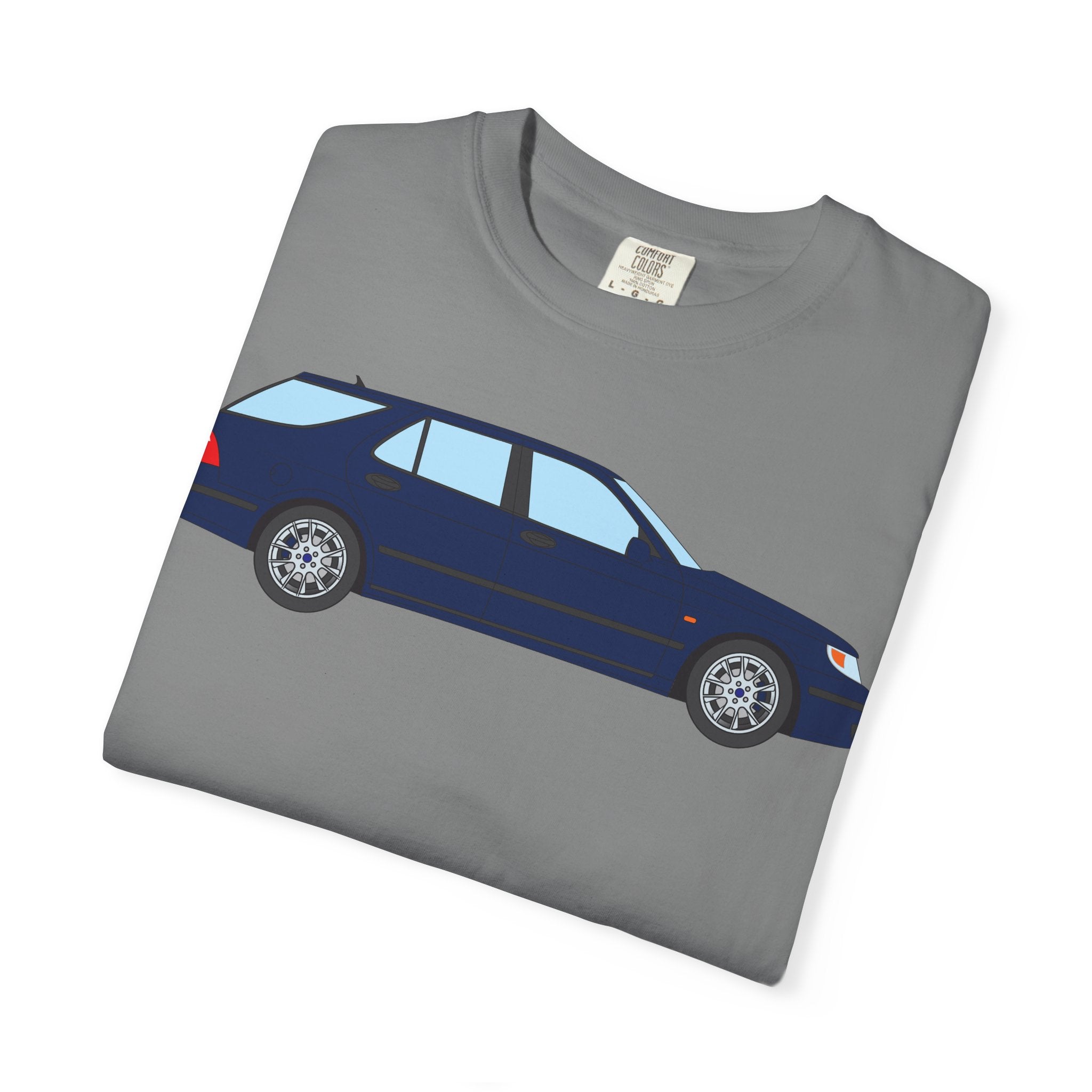 Saab 9-5 OG Aero Wagon Midnight Blue  — T-Shirt — Retro Car Graphic Tee