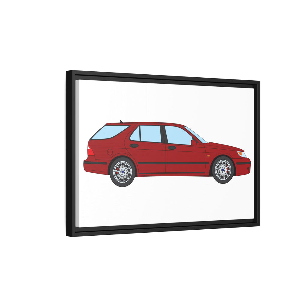 Saab 9-5 OG Aero Wagon — Laser Red Art Print — Framed Matte Canvas Wall Decor