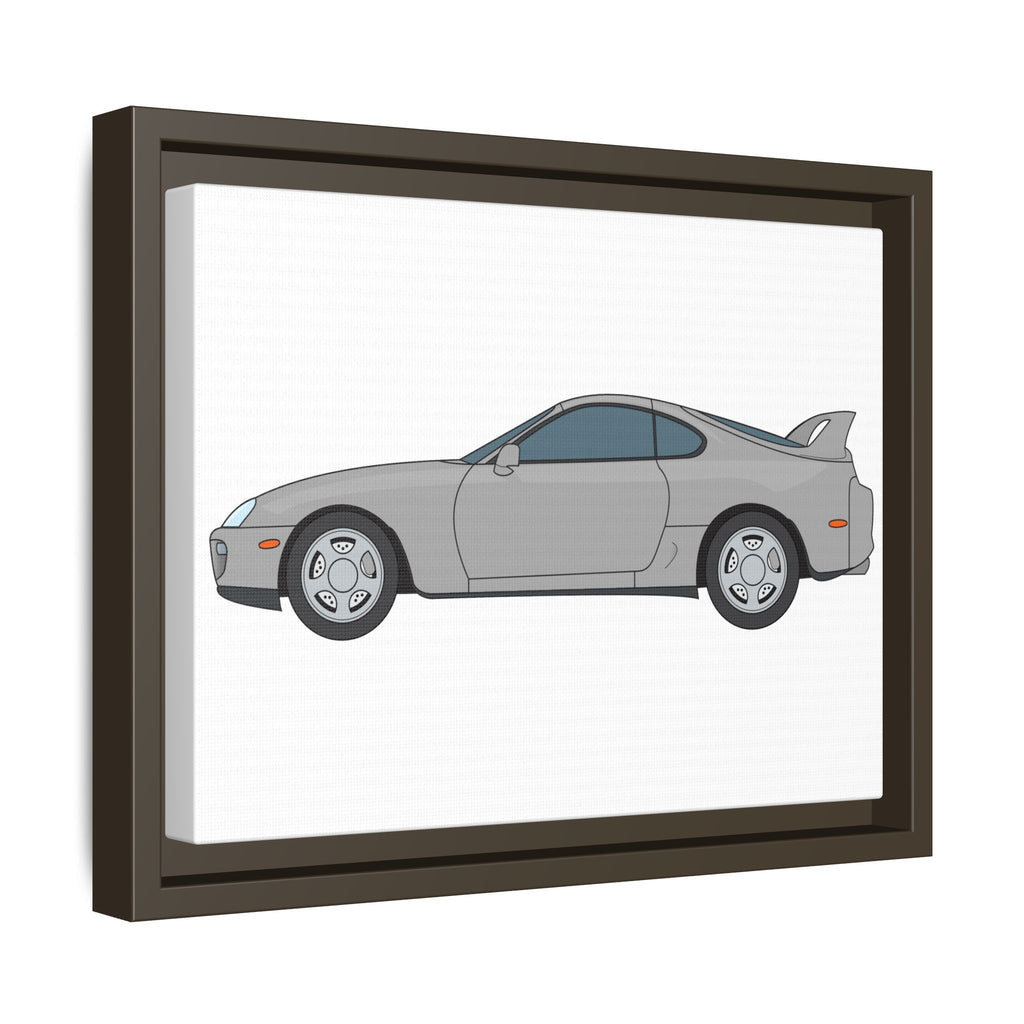 Toyota Supra MK4 Silver Metallic Art Print — Framed Matte Canvas Wall Decor