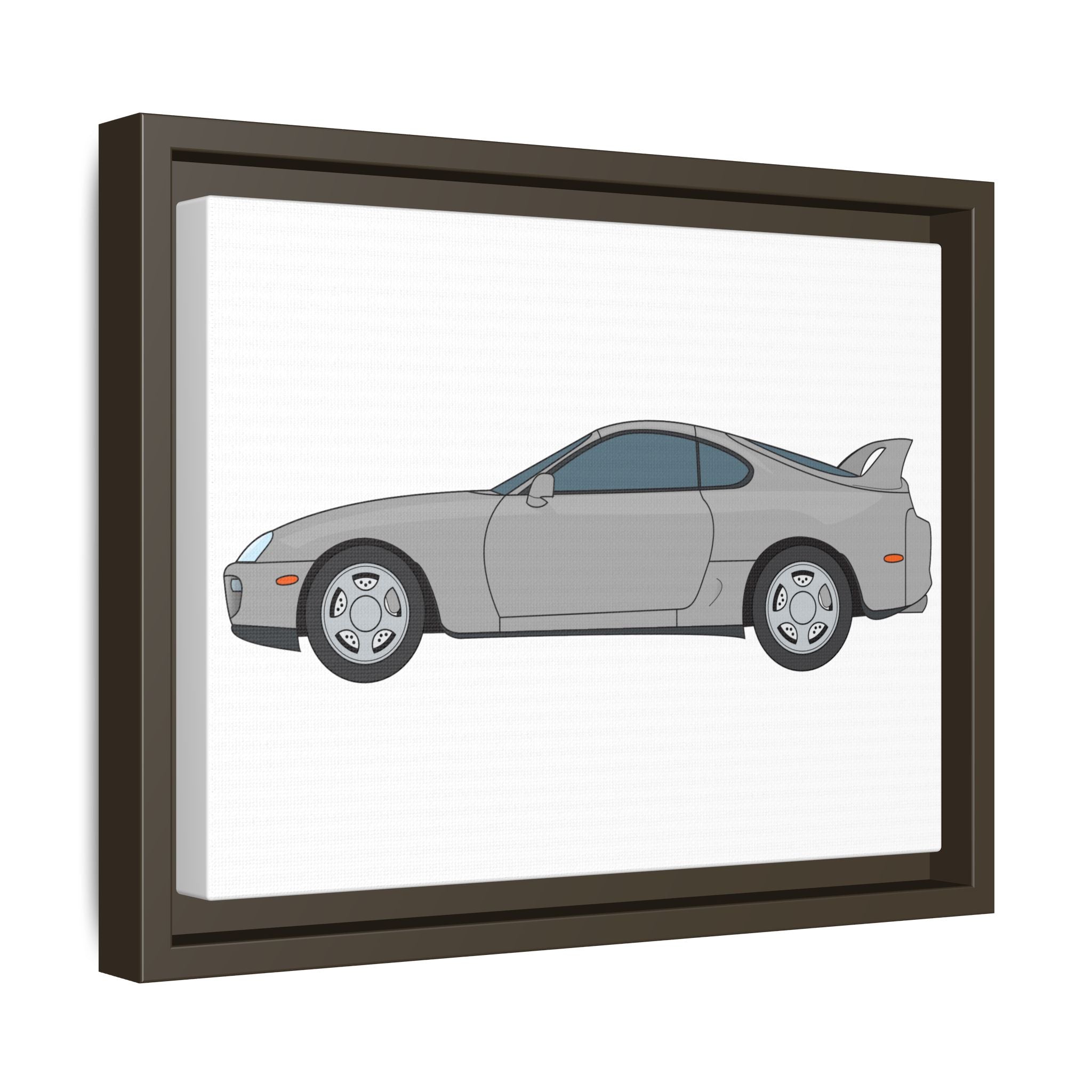 Toyota Supra MK4 Silver Metallic Art Print — Framed Matte Canvas Wall Decor