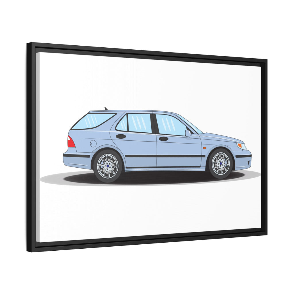 Saab 9-5 OG Aero Wagon Ice Blue Art Print — Framed Matte Canvas Wall Decor