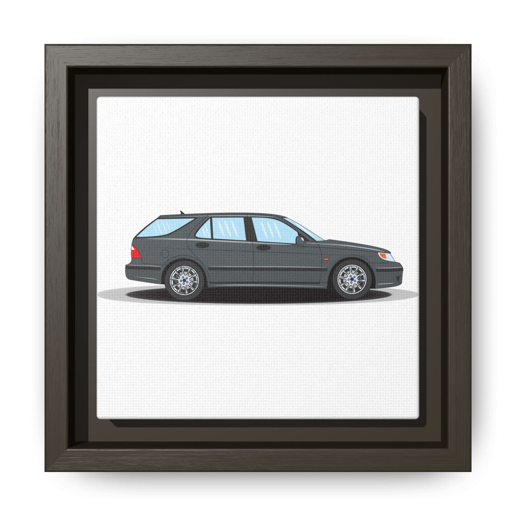Saab 9-5 OG Aero Steel Grey Art Print — Framed Matte Canvas Wall Decor