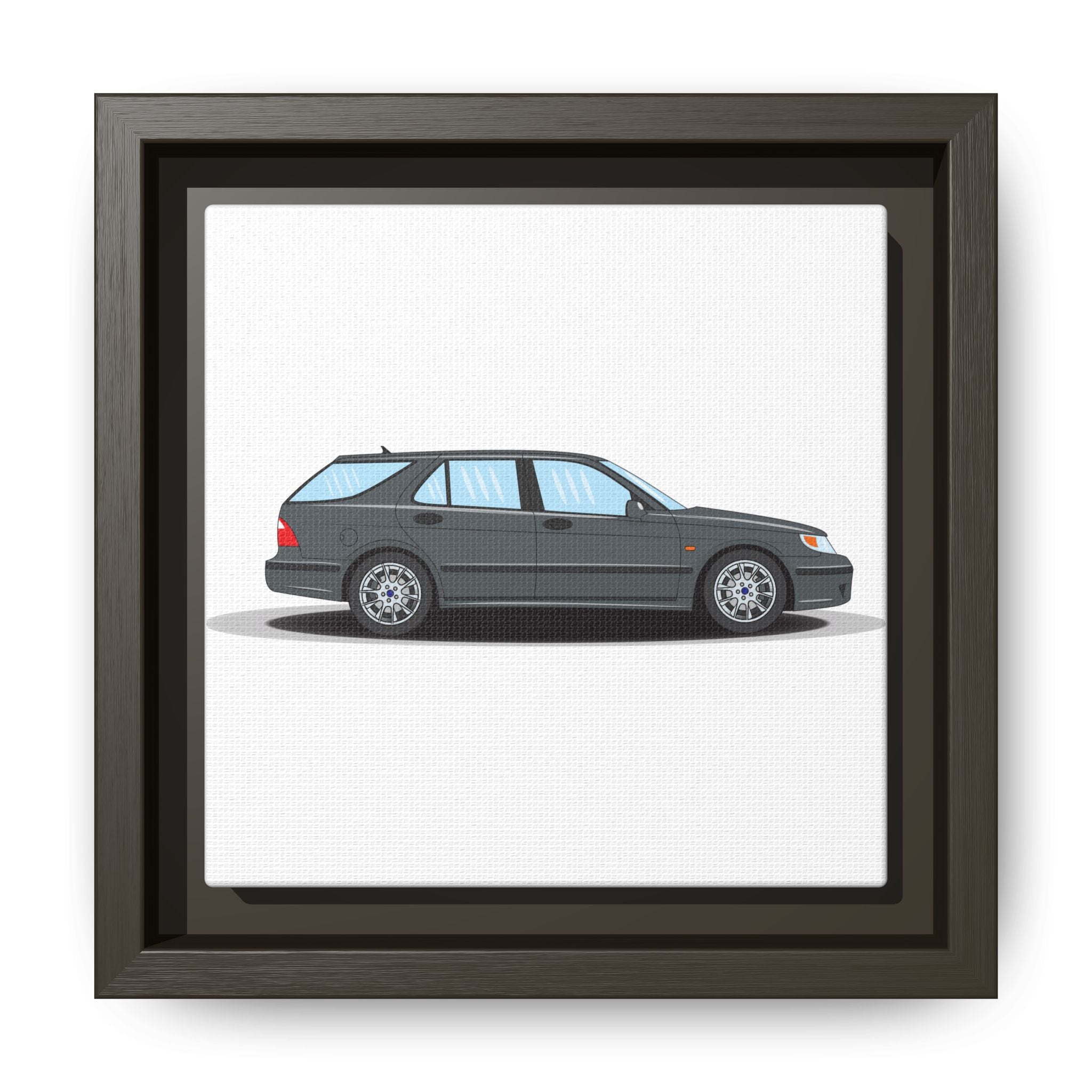 Saab 9-5 OG Aero Steel Grey Art Print — Framed Matte Canvas Wall Decor