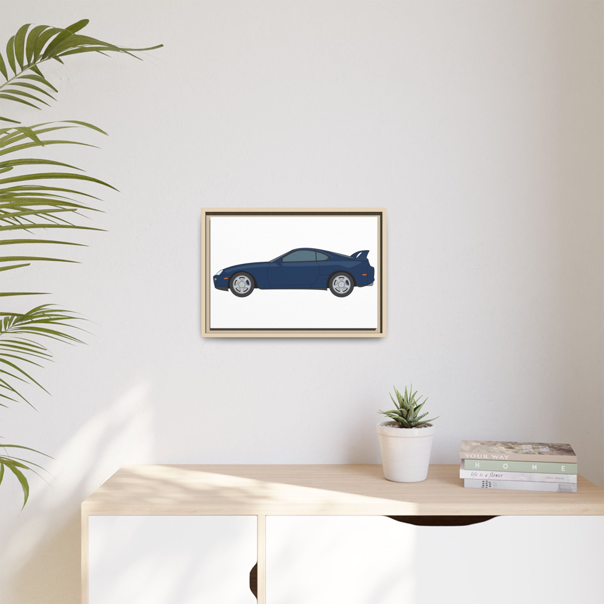 Toyota Supra MK4 Royal Sapphire Art Print — Framed Matte Canvas Wall Decor
