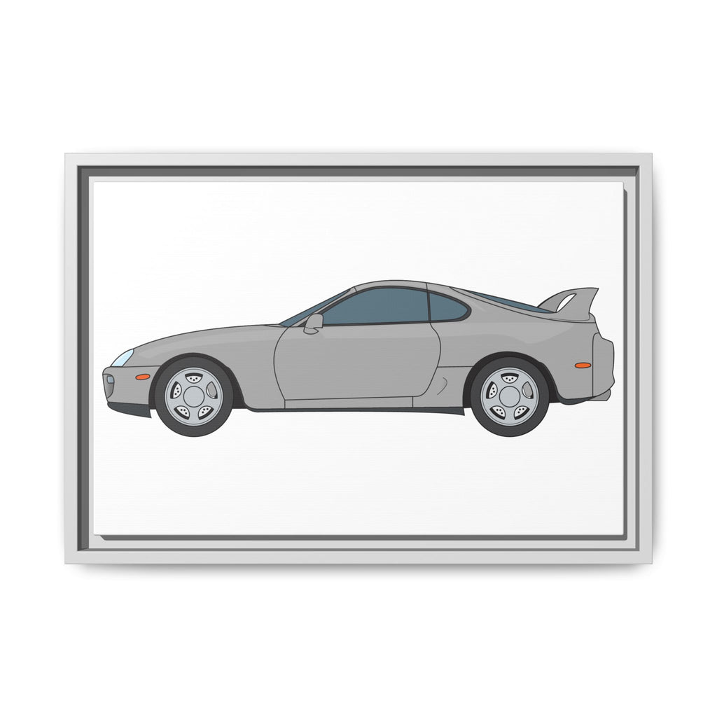 Toyota Supra MK4 Silver Metallic Art Print — Framed Matte Canvas Wall Decor