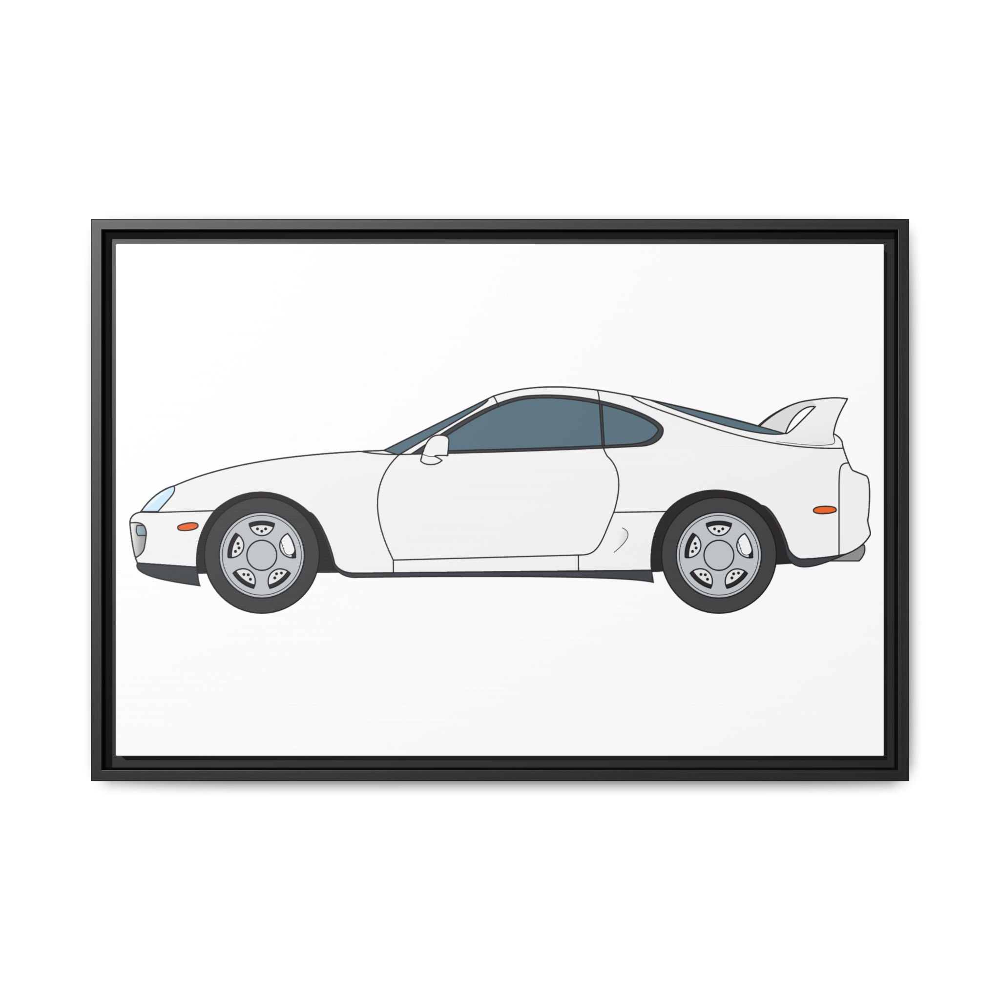Toyota Supra MK4 Super White ll Art Print — Framed Matte Canvas Wall Decor