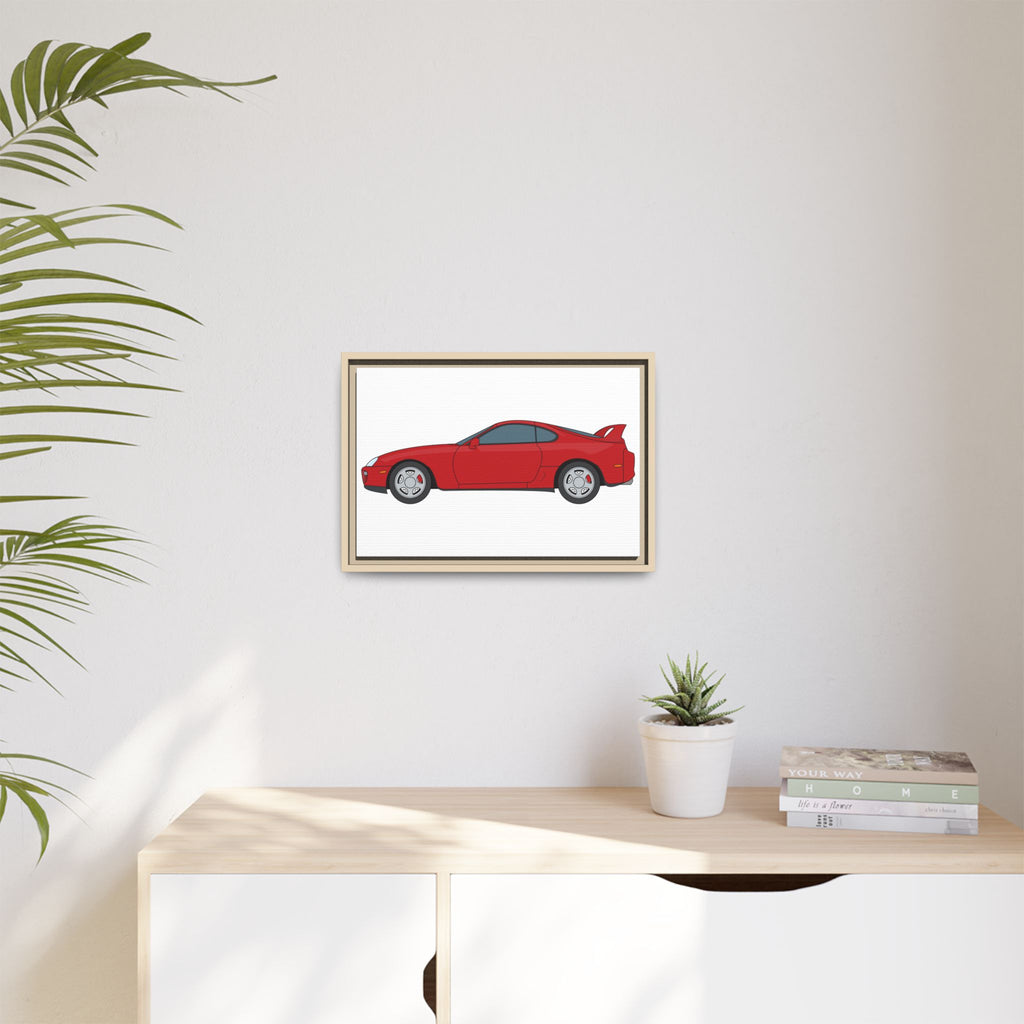 Toyota Supra MK4 Super Red ll Art Print — Framed Matte Canvas Wall Decor