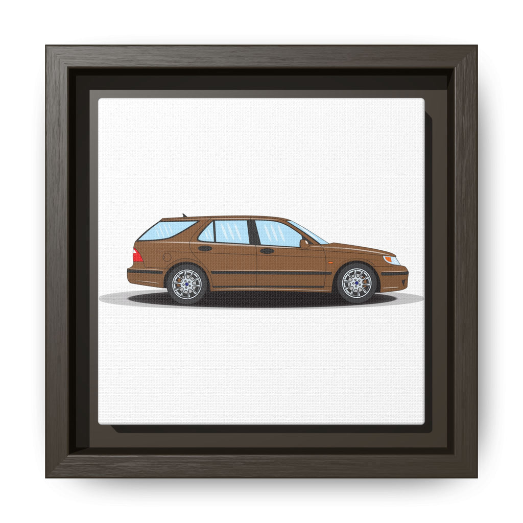 Saab 9-5 OG Aero Wagon Hazelnut Metallic Art Print — Framed Matte Canvas Wall Decor