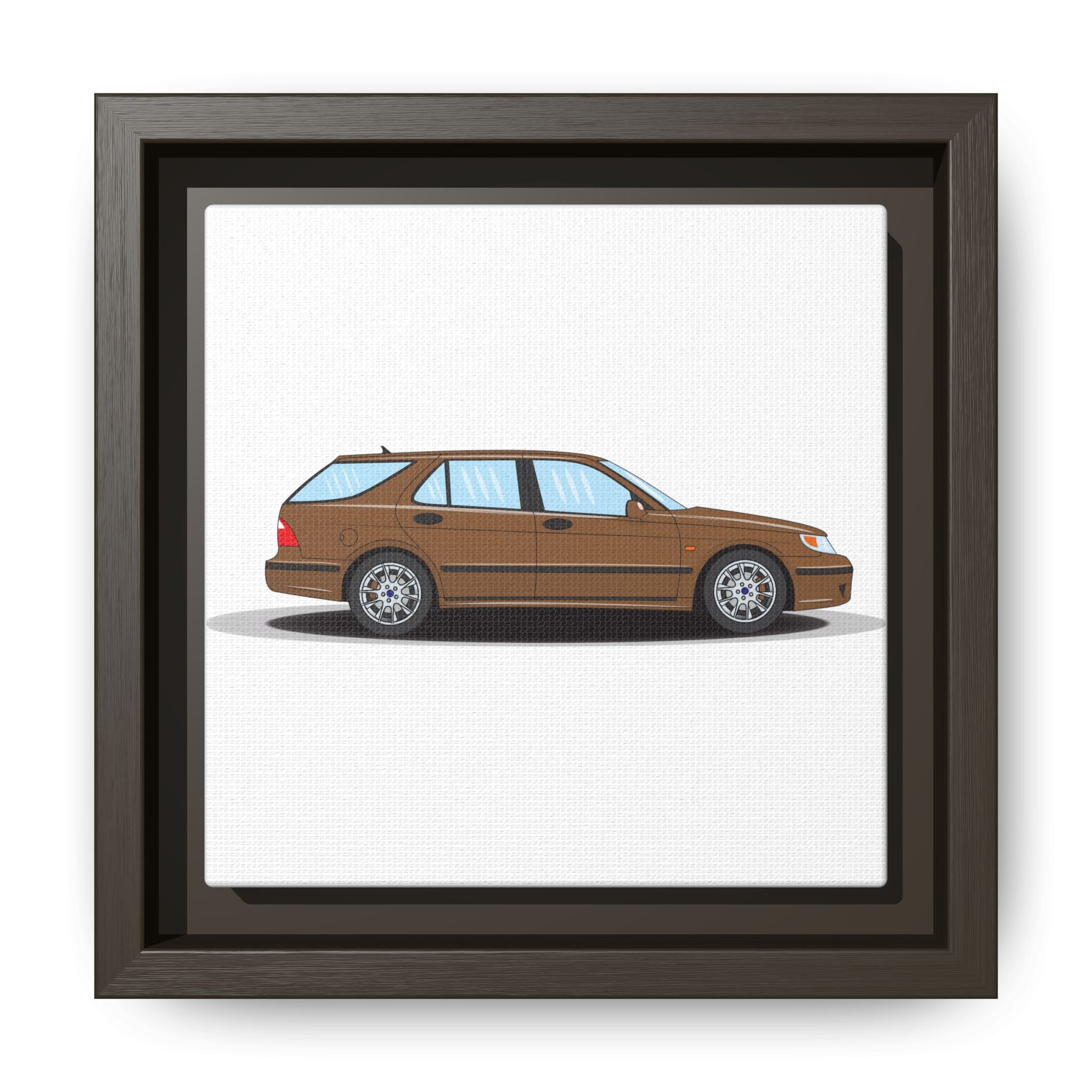 Saab 9-5 OG Aero Wagon Hazelnut Metallic Art Print — Framed Matte Canvas Wall Decor
